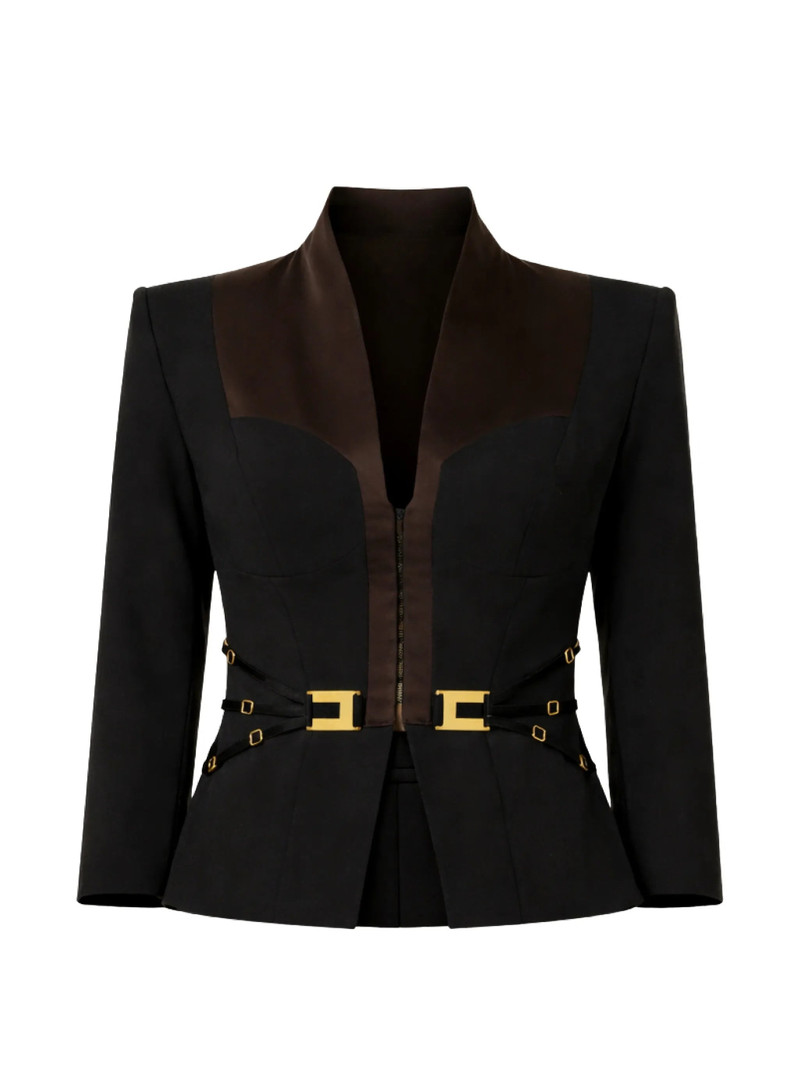 Elisabetta Franchi V-neck Buckle Blazer 1