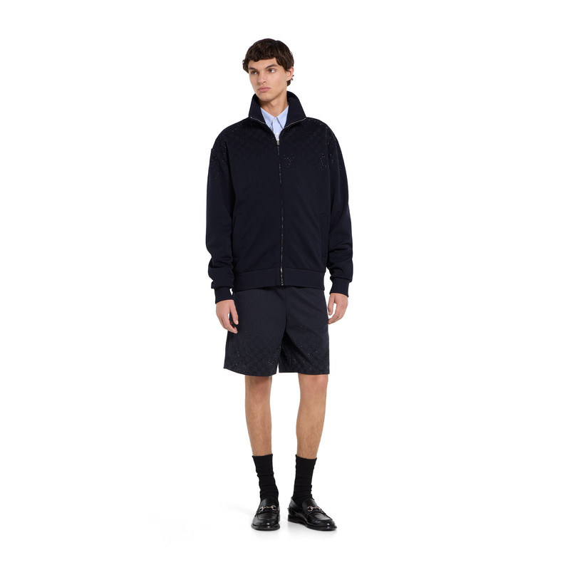 GUCCI Technical jersey zip jacket with crystals outlook