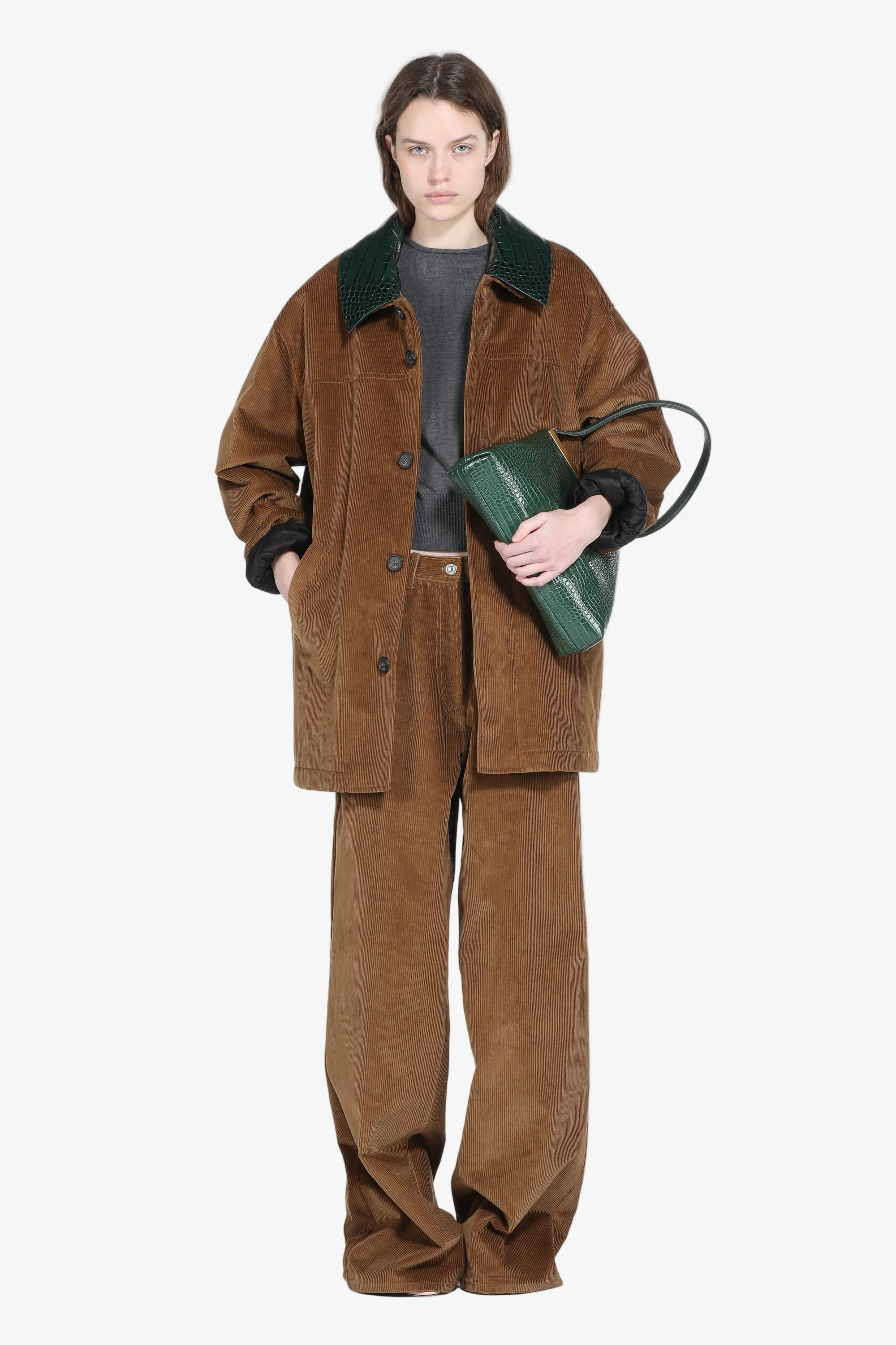 VELVET JACKET WITH CONTRASTING COLLAR - 1