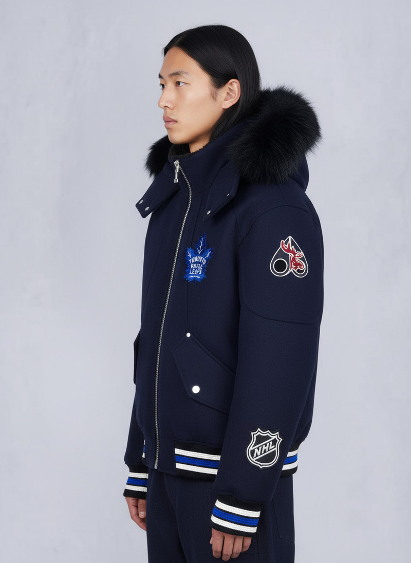 NHL X MOOSE KNUCKLES MAPLE LEAFS BOMBER JACKET 4