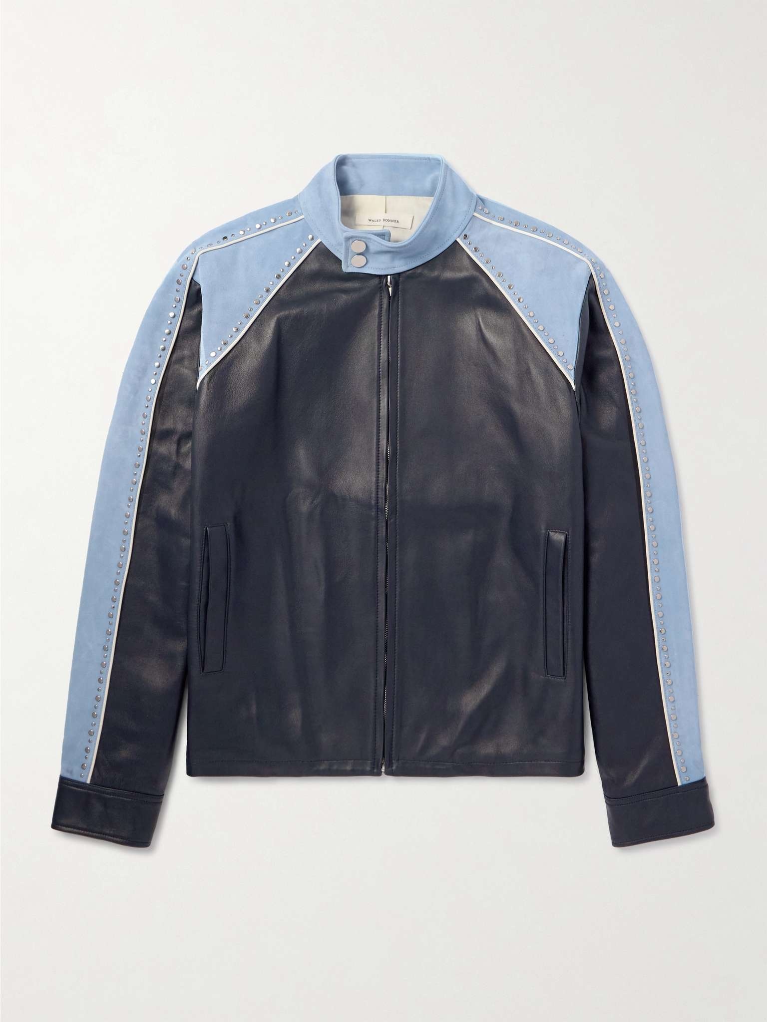 Marvel Studded Suede-Trimmed Leather Jacket - 1