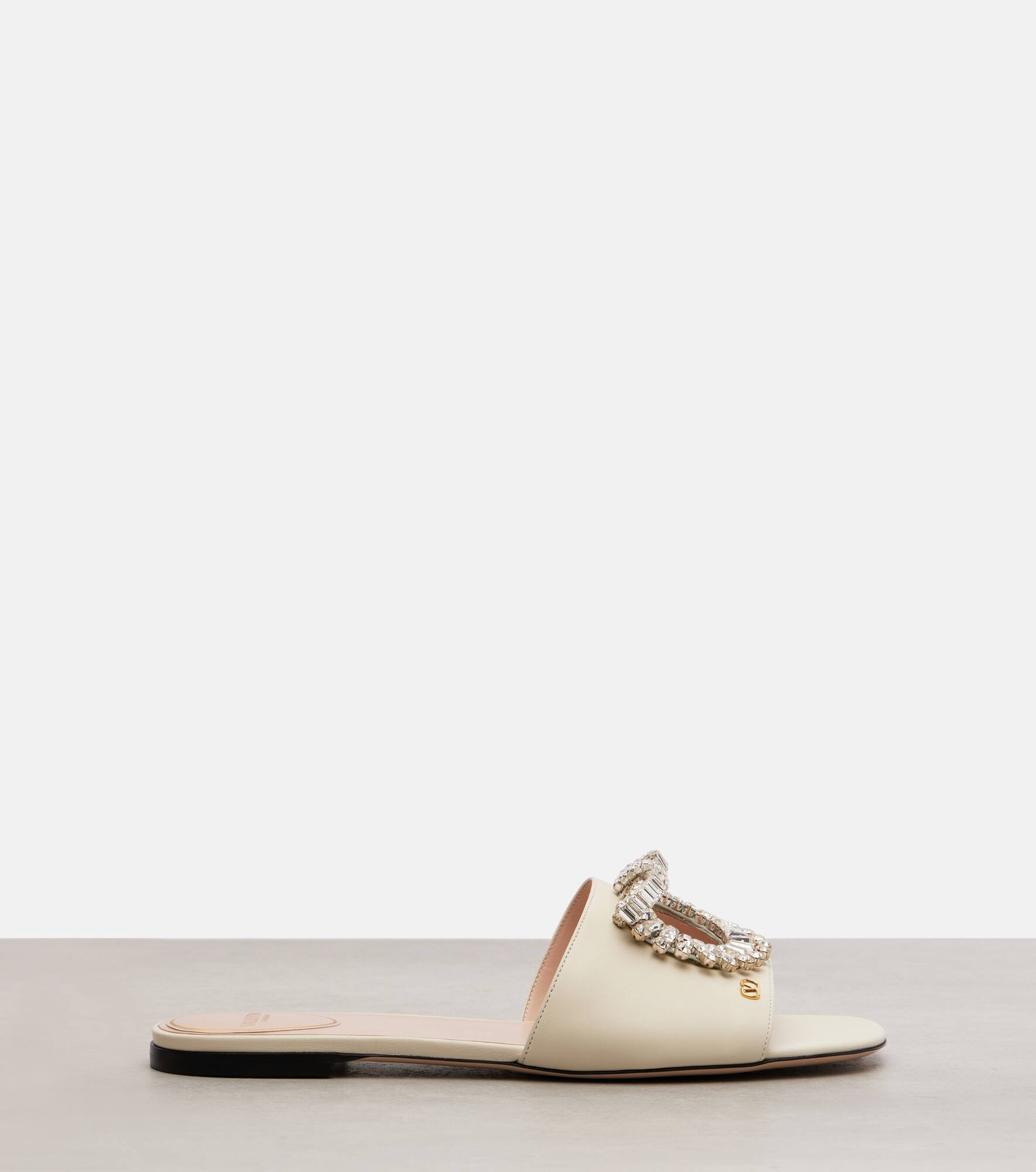 Adamantine embellished leather slides - 4