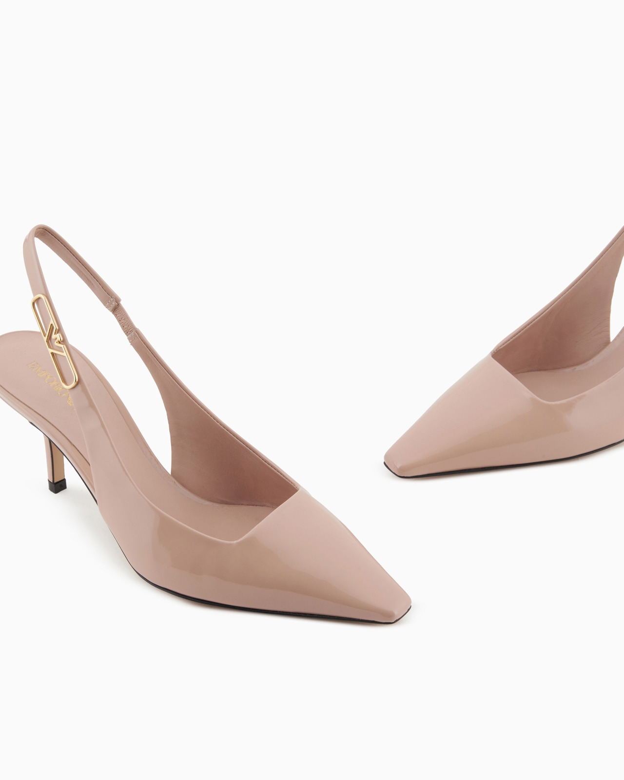 Patent-leather slingback court shoes with eagle plate - 5