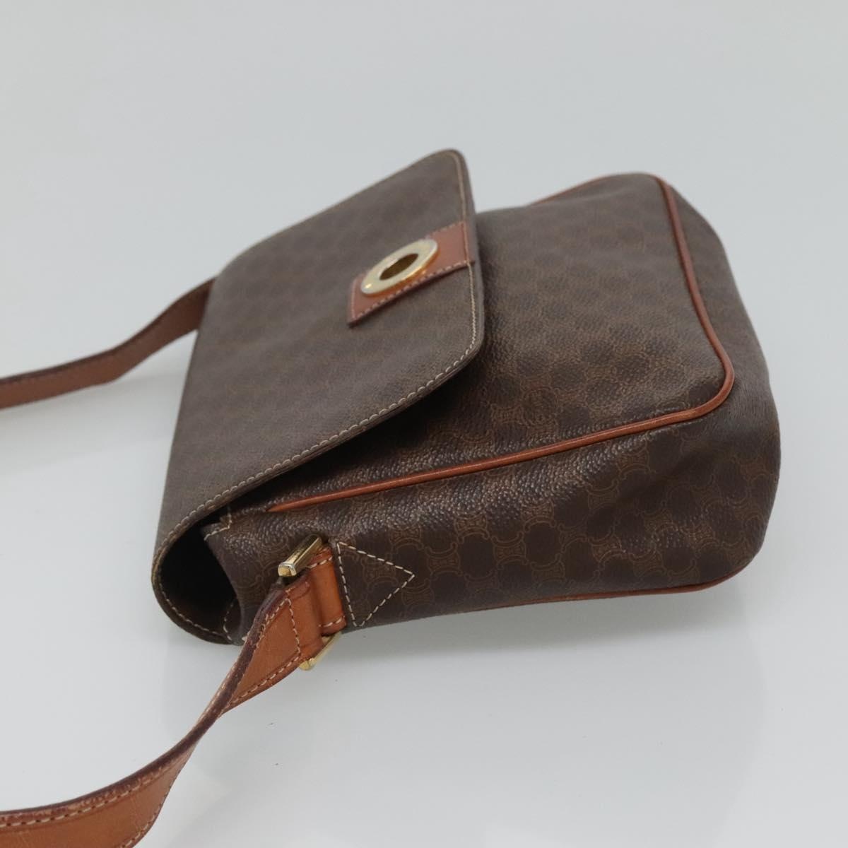 CELINE Macadam Canvas Shoulder Bag Pvc Brown Gold - 4