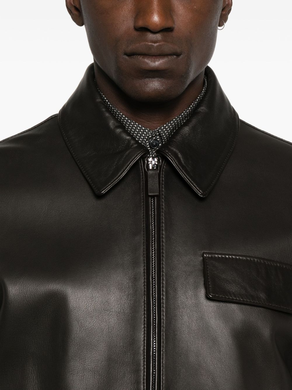 zip-fastening leather jacket - 5
