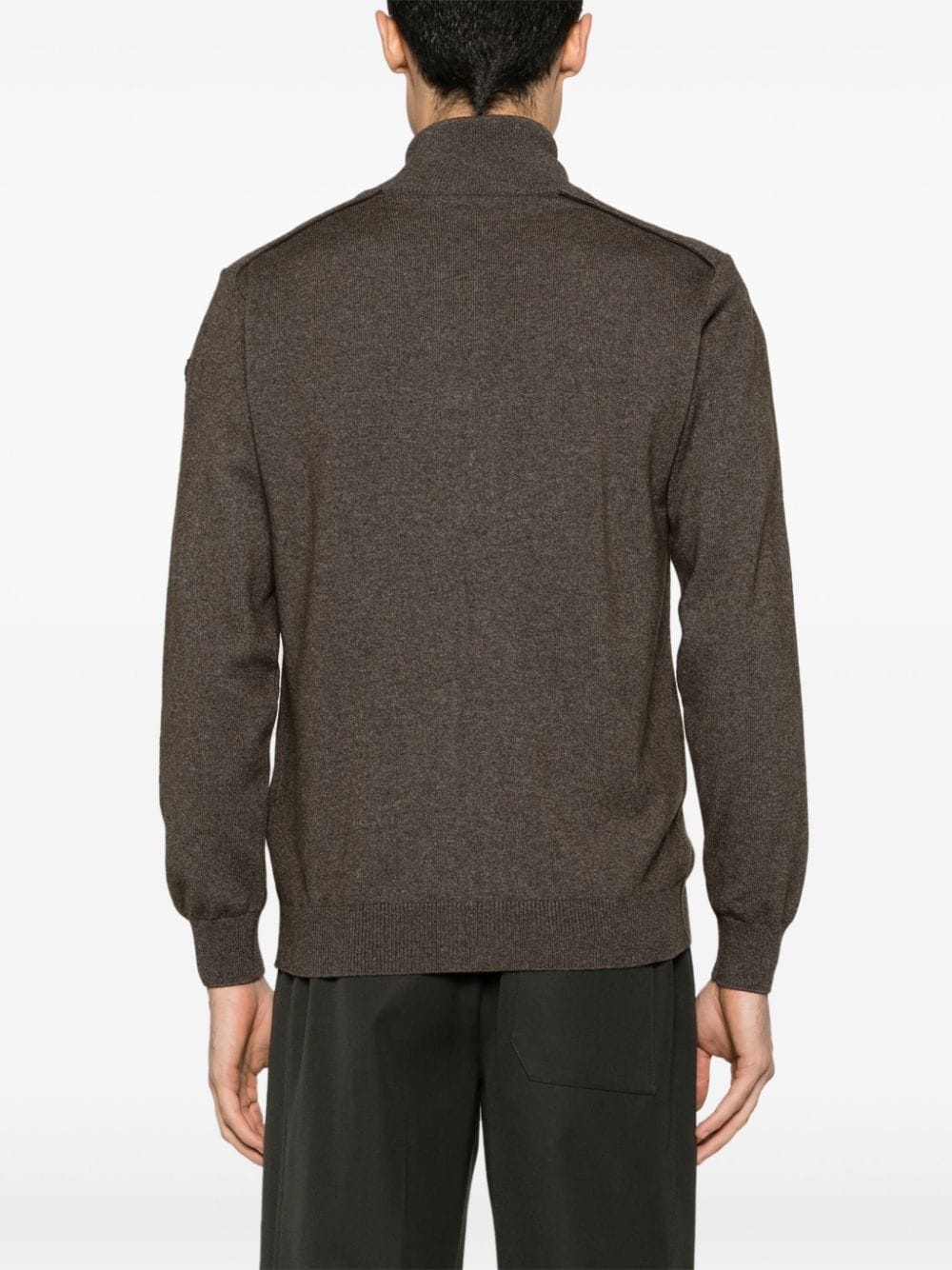 suede-trim ribbed-knit cardigan - 4