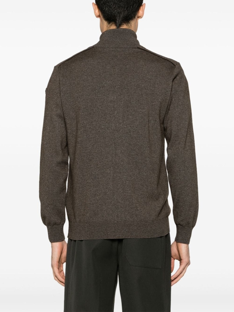 suede-trim ribbed-knit cardigan 4