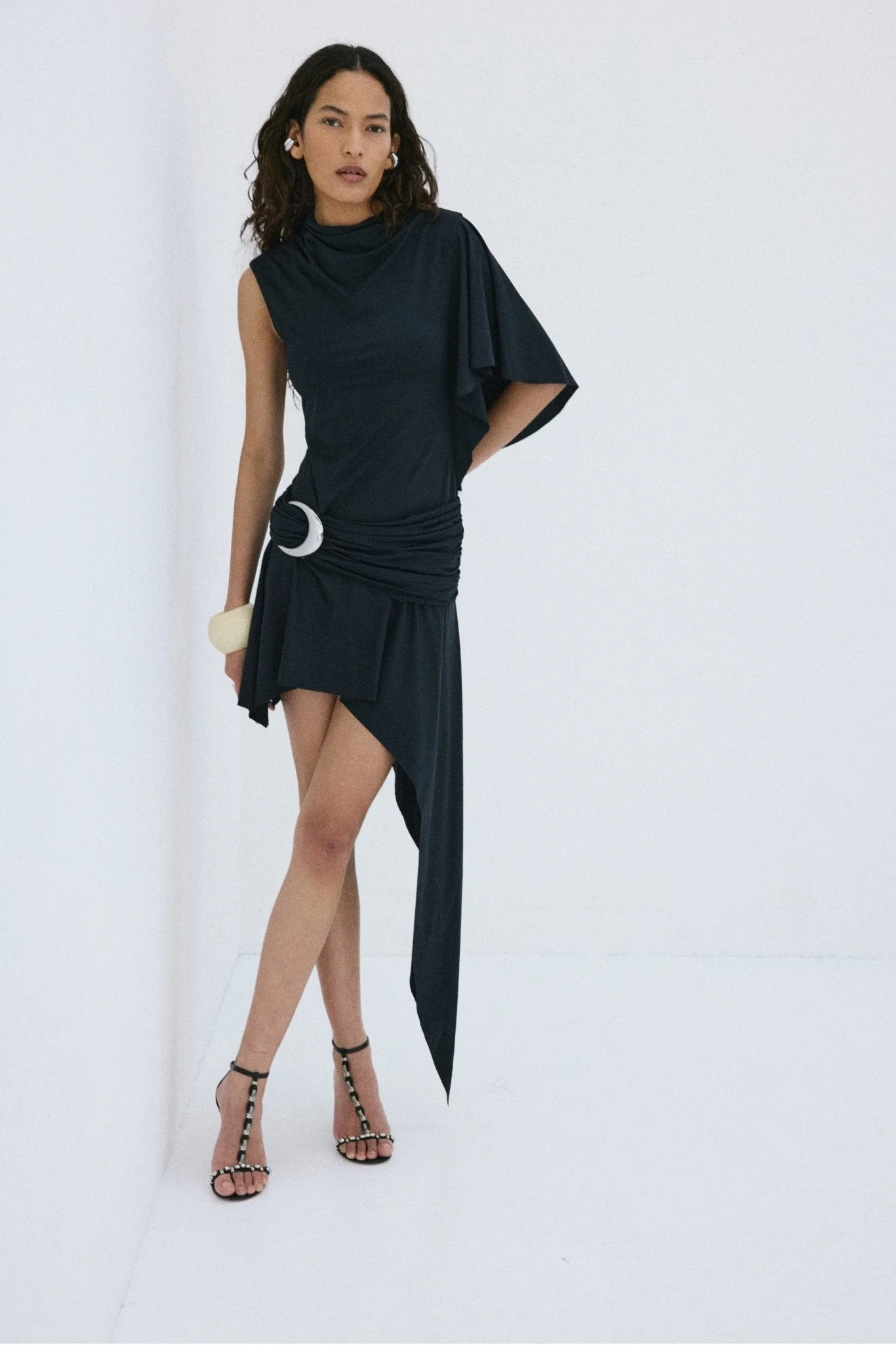 TITAN MINI DRESS IN BLACK SPANDEX JERSEY - 1