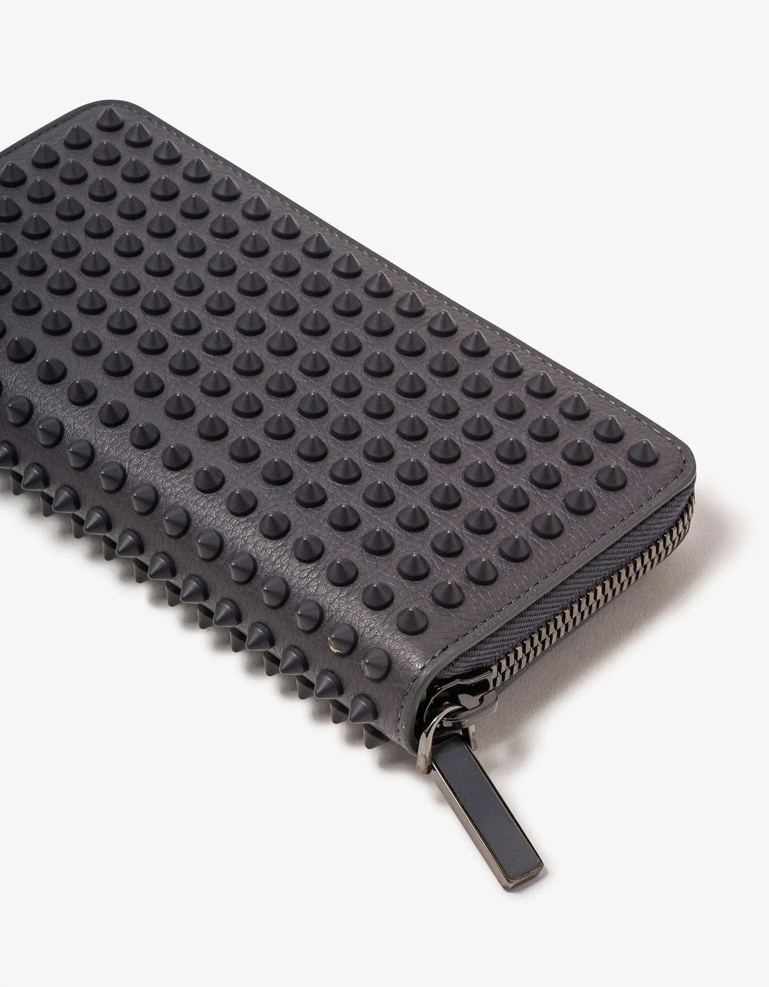 Christian Louboutin Panettone Smoky Grey Grain Leather Spikes Wallet - 3