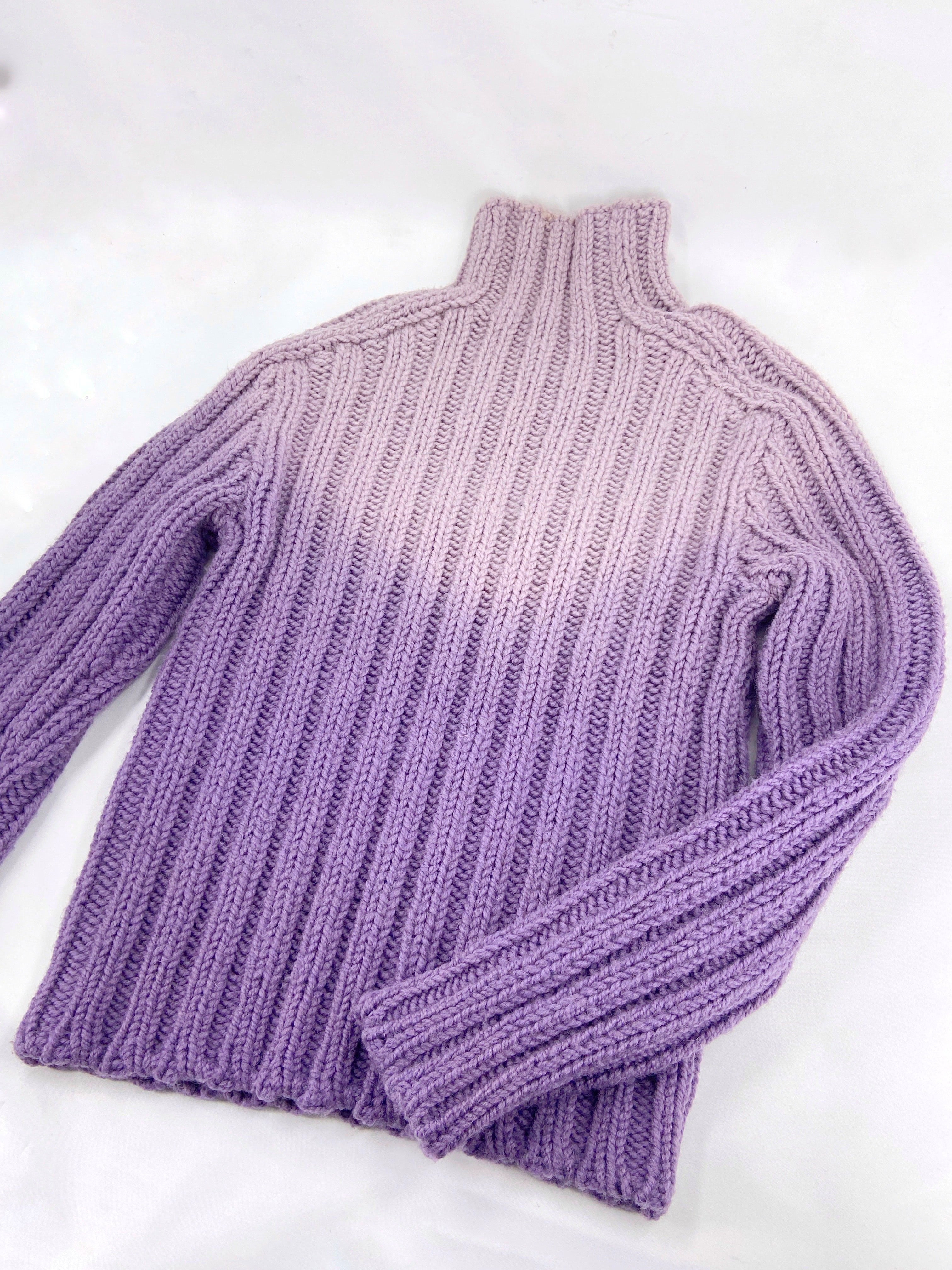 Gucci Fall 1998 Menswear Purple Ombré Heavyweight Knit Turtleneck Sweater L - 6
