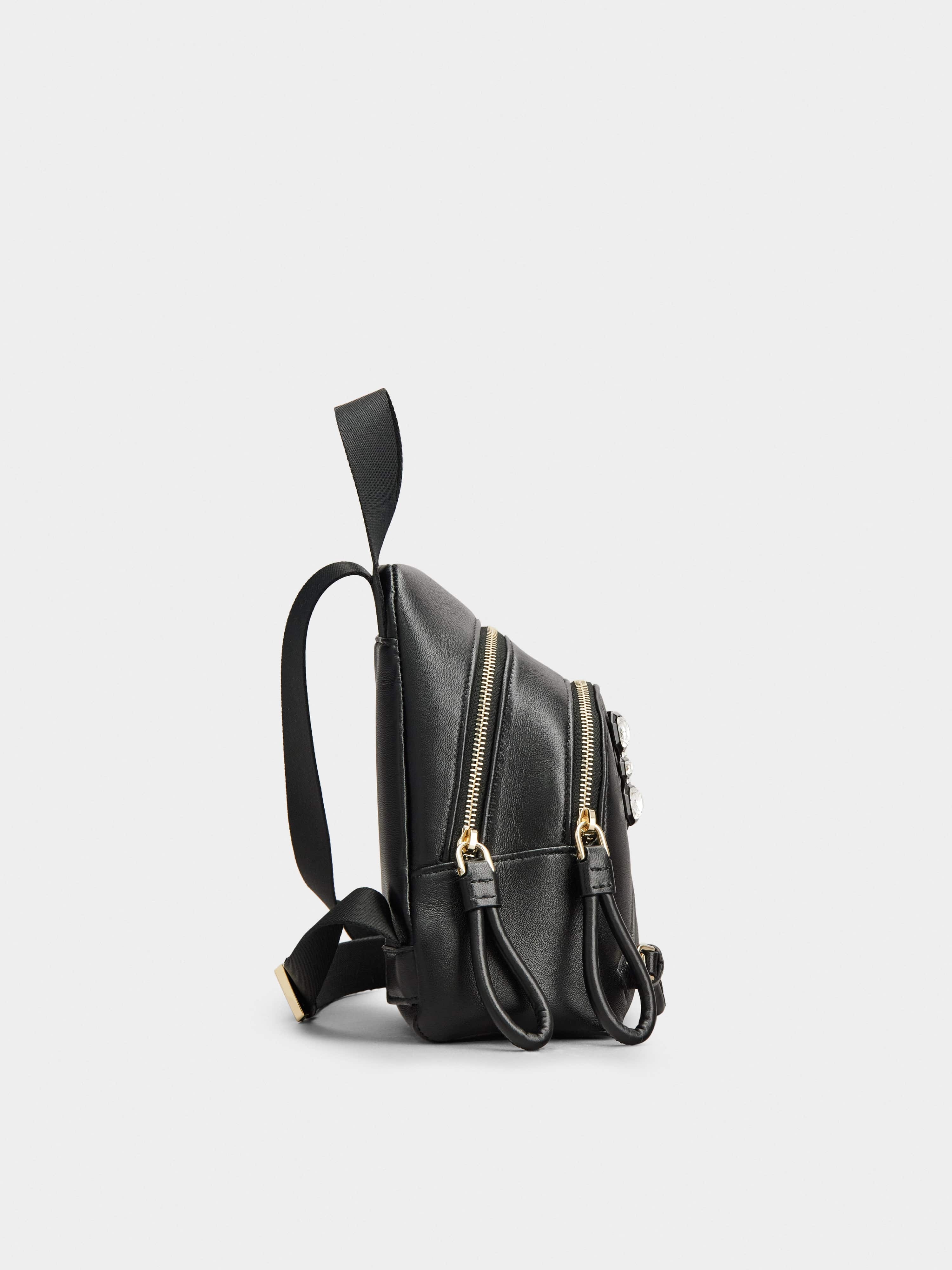 Walky Viv' Strass Buckle Mini Backpack in Soft Leather - 4