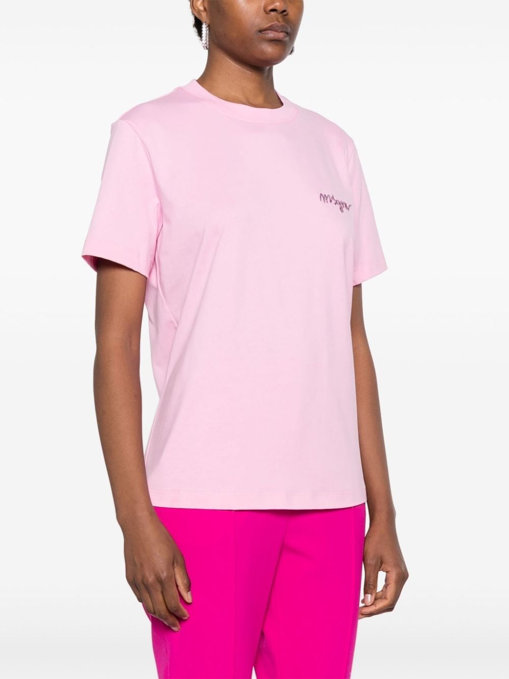 logo-embroidered cotton T-shirt - 3