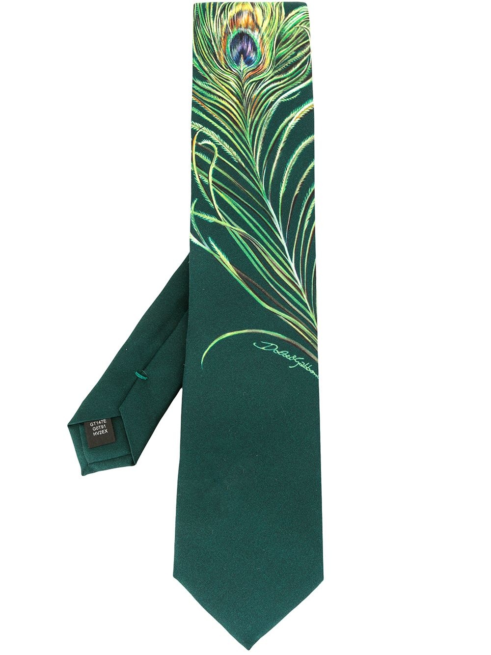 peacock feather-print tie - 1