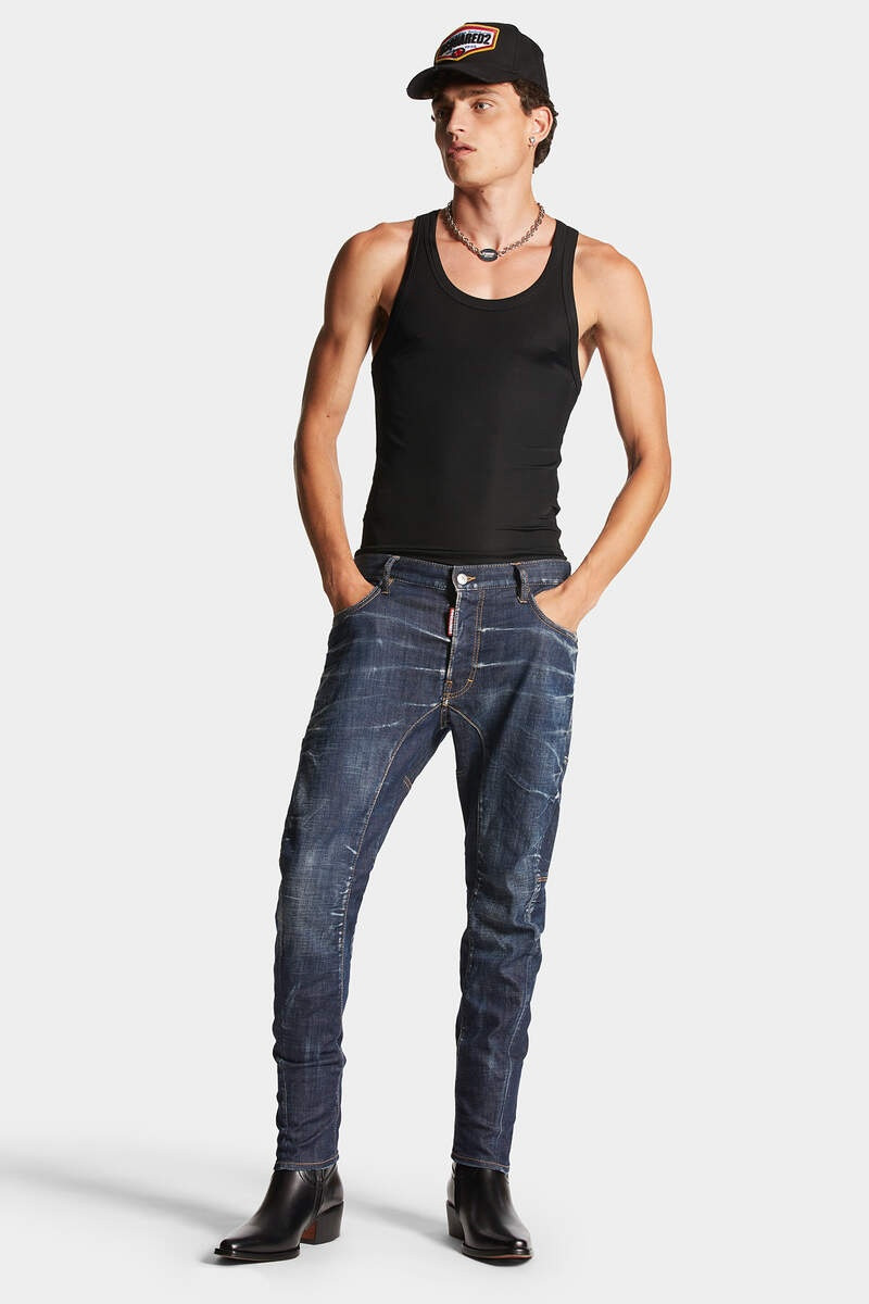 DARK CLEAN WASH TIDY BIKER JEANS 3