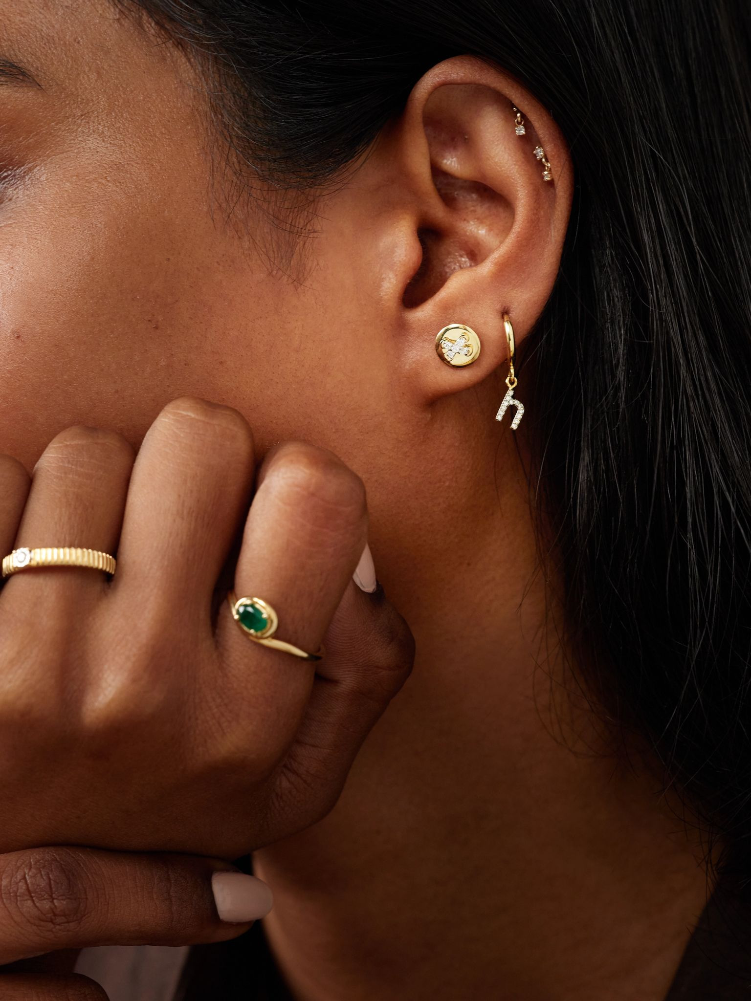 Button 14-karat gold diamond earrings Gold - 4