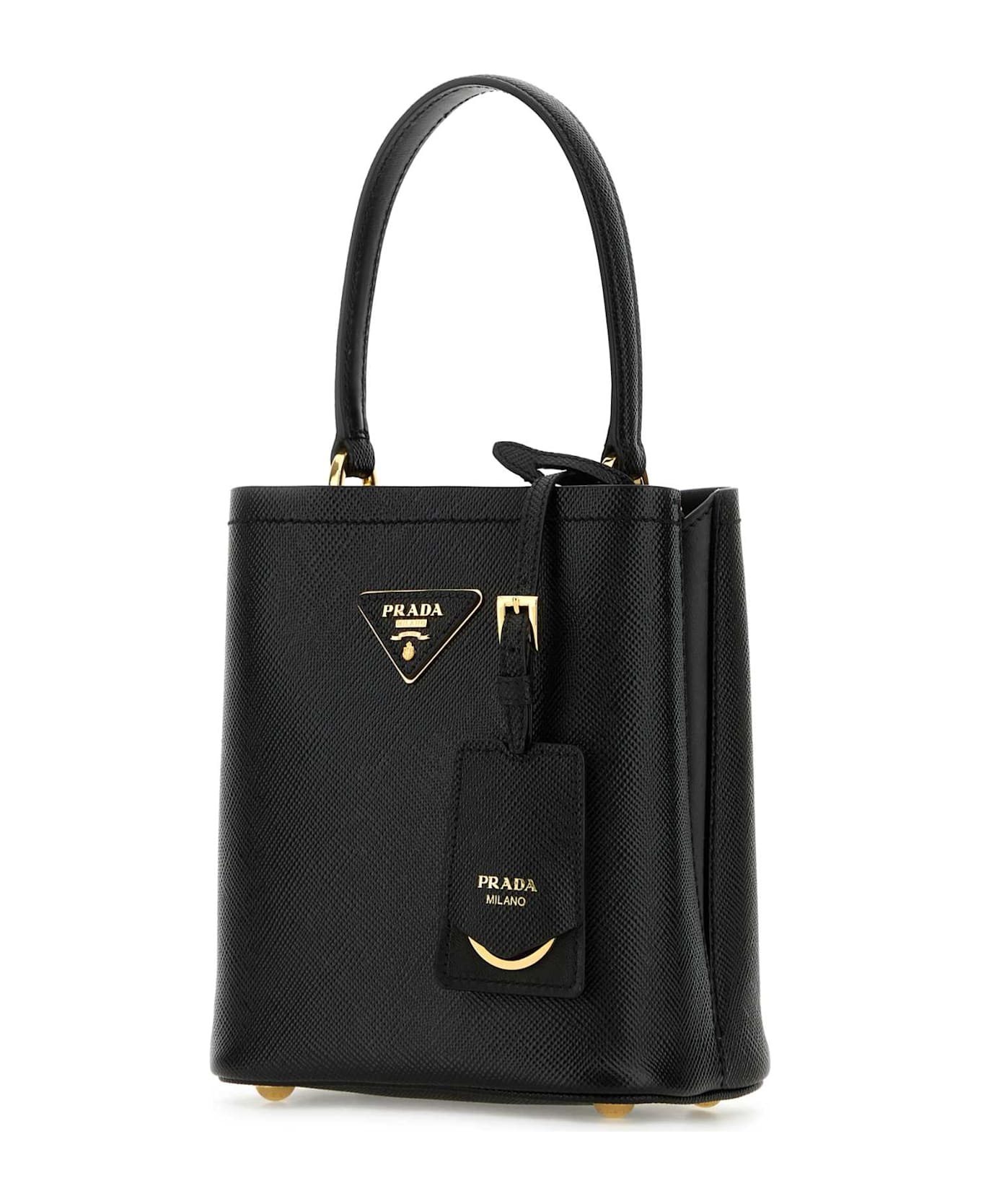 Black Leather Small Panier Handbag - 2