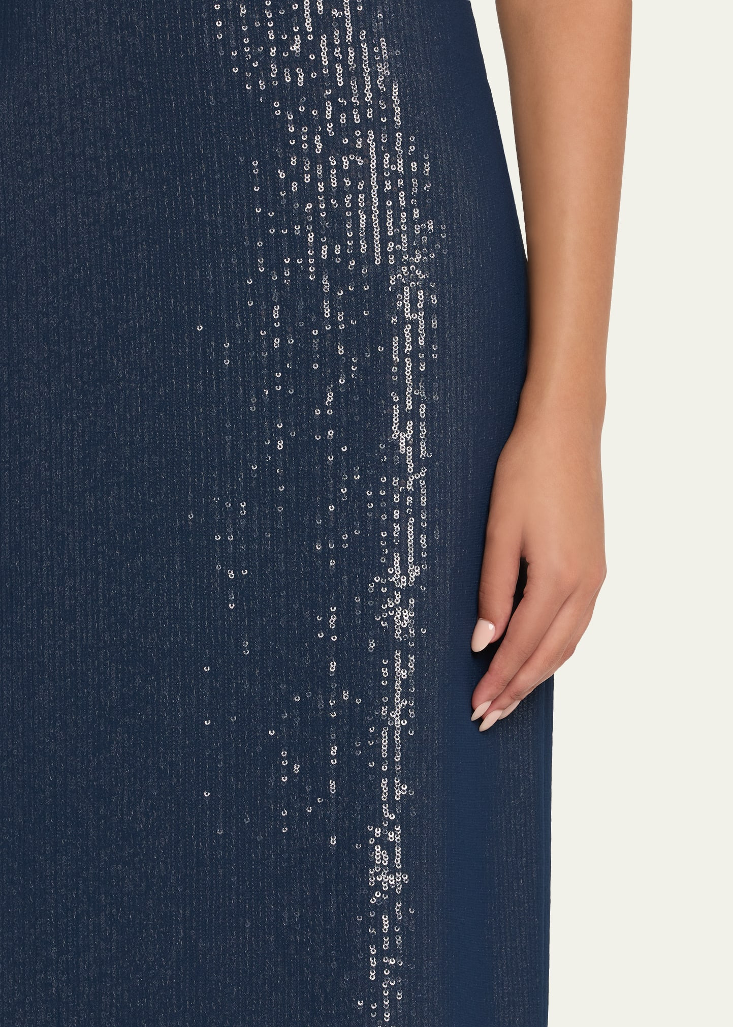 Sequined Deep V Dress - 5