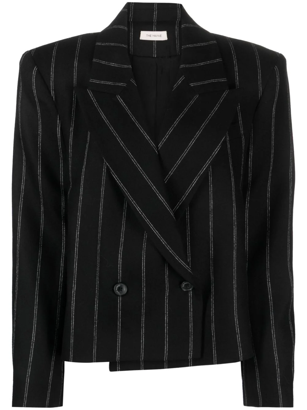 striped double-breasted wool blazer - 1