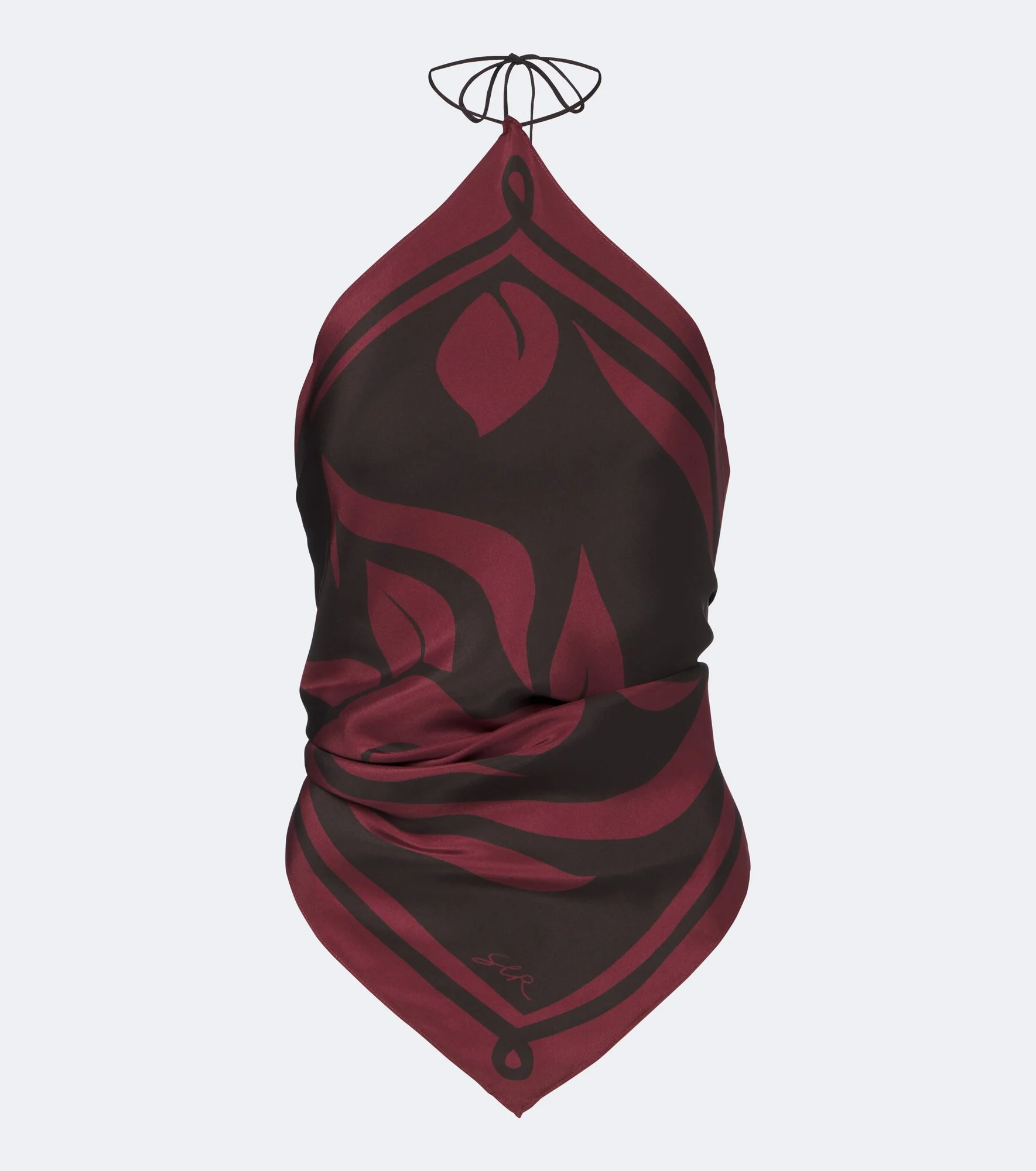 Printed silk satin scarf top - 1