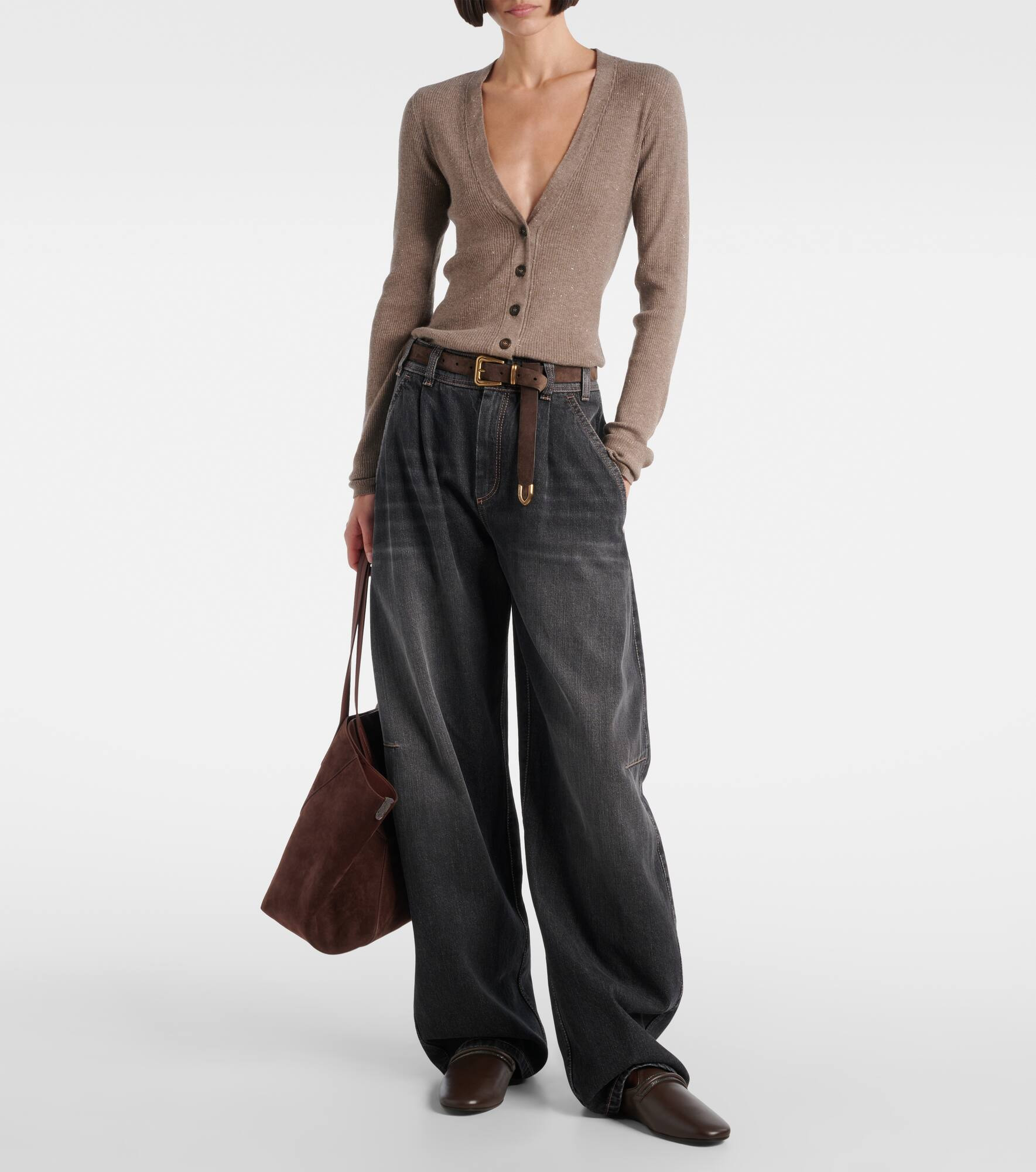 Ribbed-knit lamé cardigan - 2