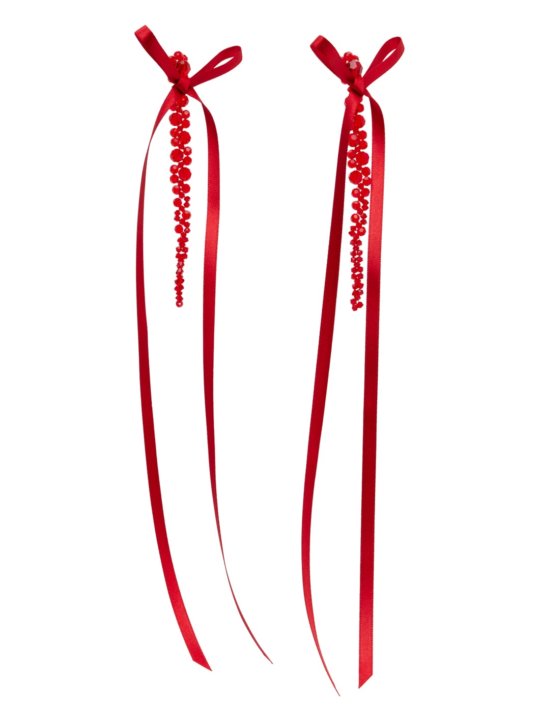 Red Bow Ribbon Drip Earrings - 2