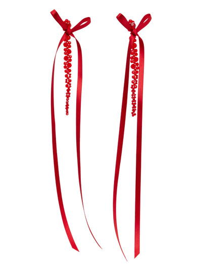 Simone Rocha Red Bow Ribbon Drip Earrings outlook