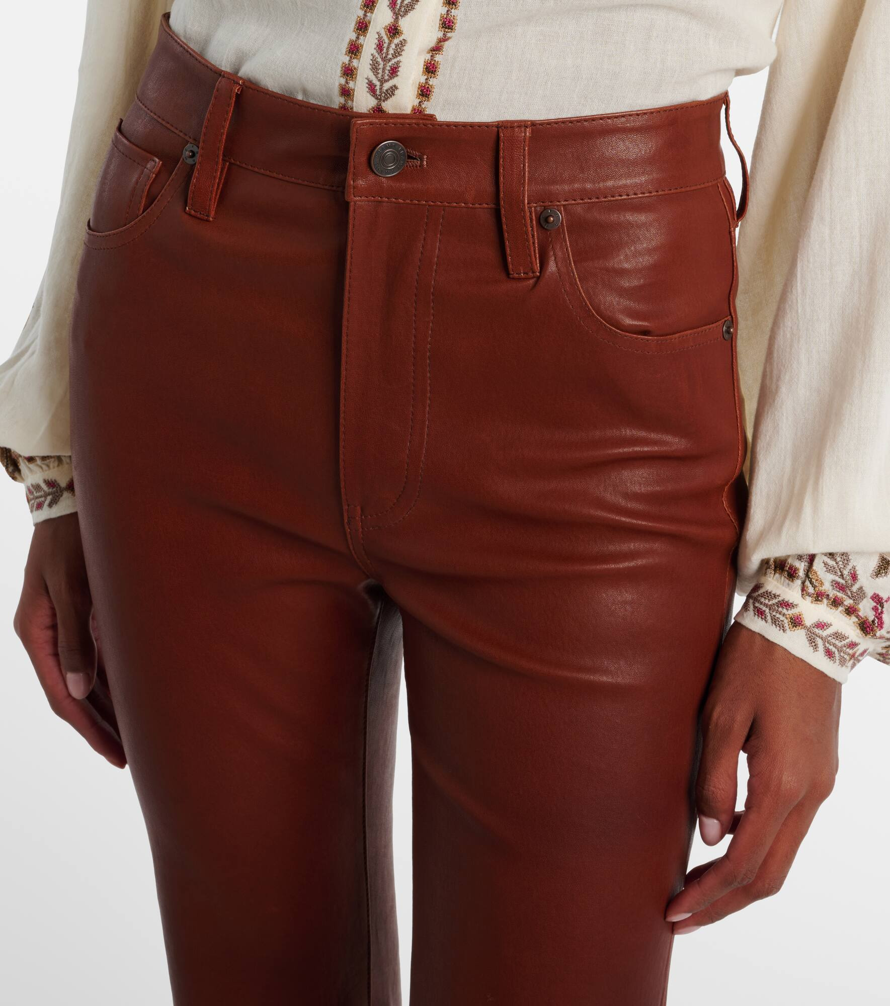 Reboot Crop leather bootcut pants - 4