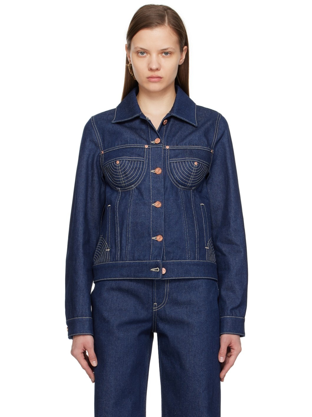 Indigo Paneled Denim Jacket - 1