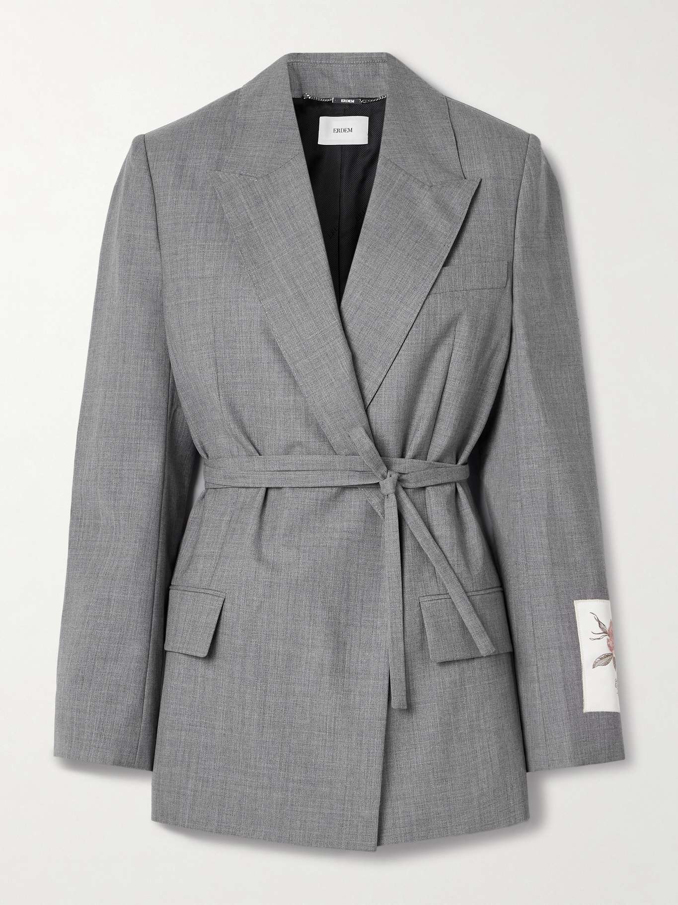 Appliquéd wool wrap blazer - 1