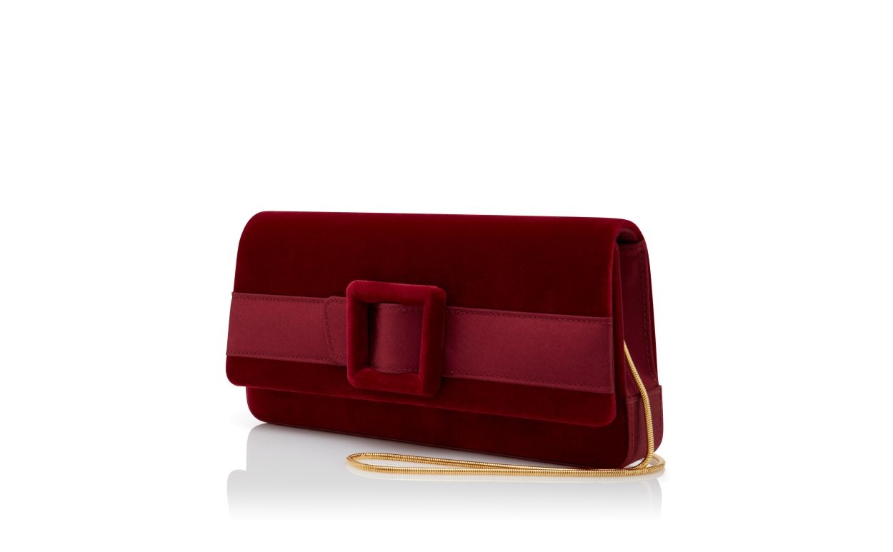 Red Velvet Buckle Clutch - 3