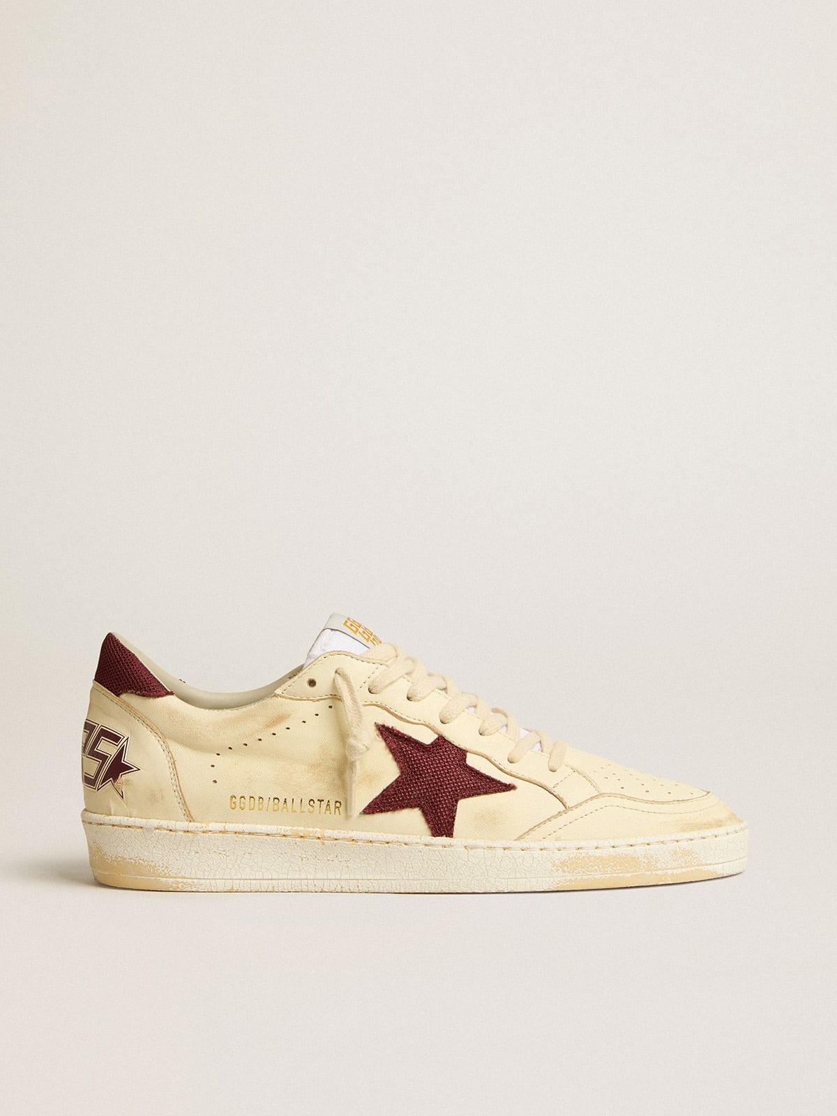 Ball Star in beige nappa with burgundy mesh star and heel tab - 1