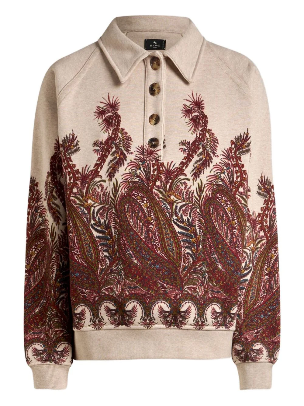 paisley-print polo-neck sweatshirt - 1