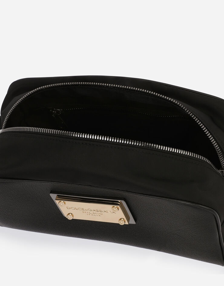 Nylon and calfskin toiletry bag - 4