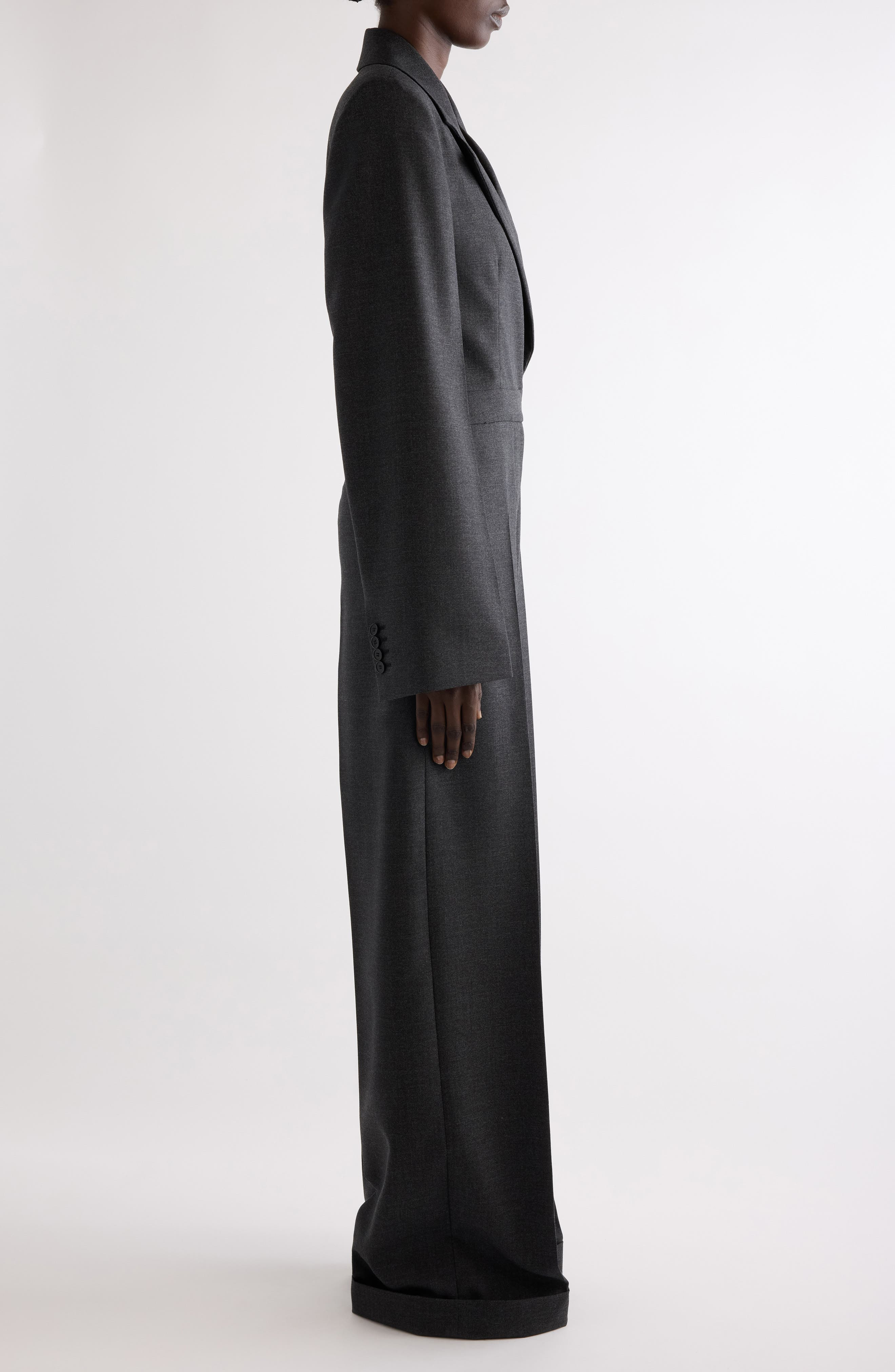 Givenchy Long Sleeve Silk Jumpsuit in Grey Mix at Nordstrom - 4