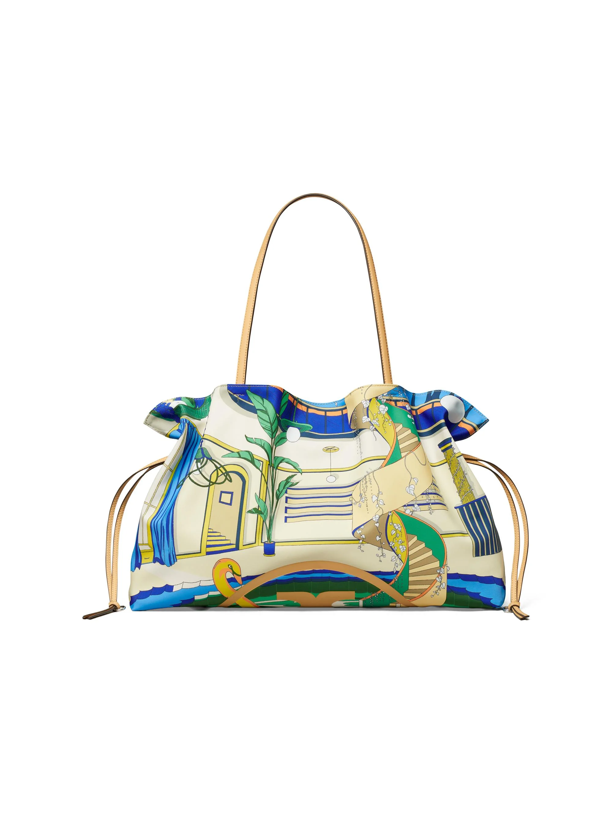 Women's Ella Printed Drawstring Tote Bag - Pool Blue - 1