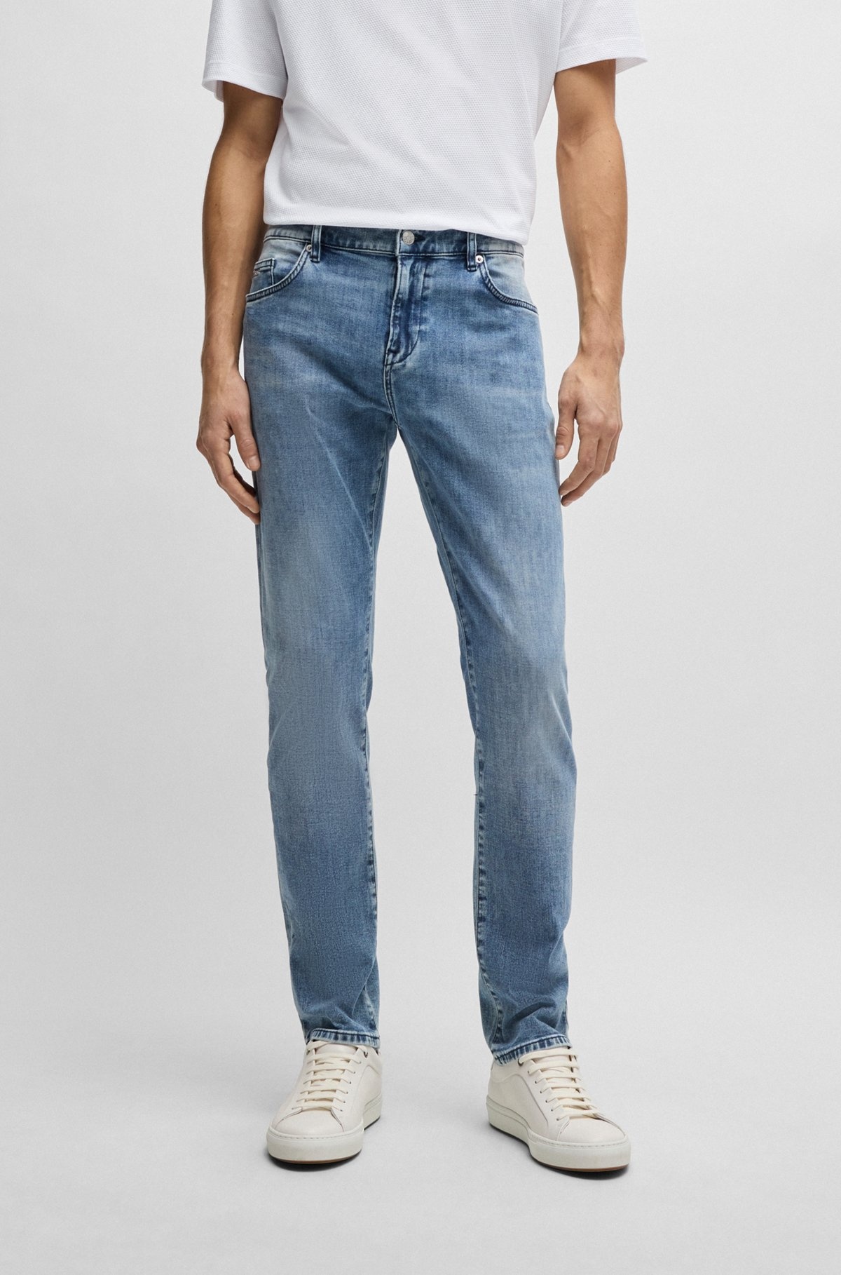 SLIM-FIT JEANS IN BLUE CASHMERE-TOUCH DENIM - 2