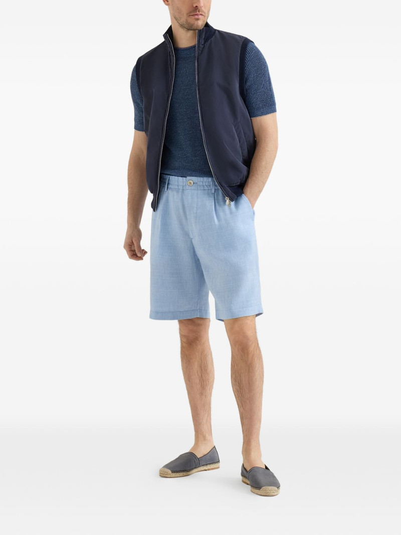 Brunello Cucinelli linen and virgin wool chevron bermuda shorts outlook