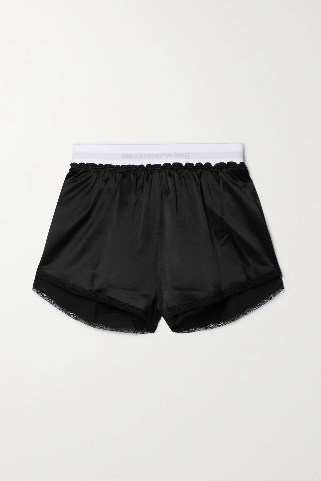 Lace-trimmed silk-charmeuse shorts - 1