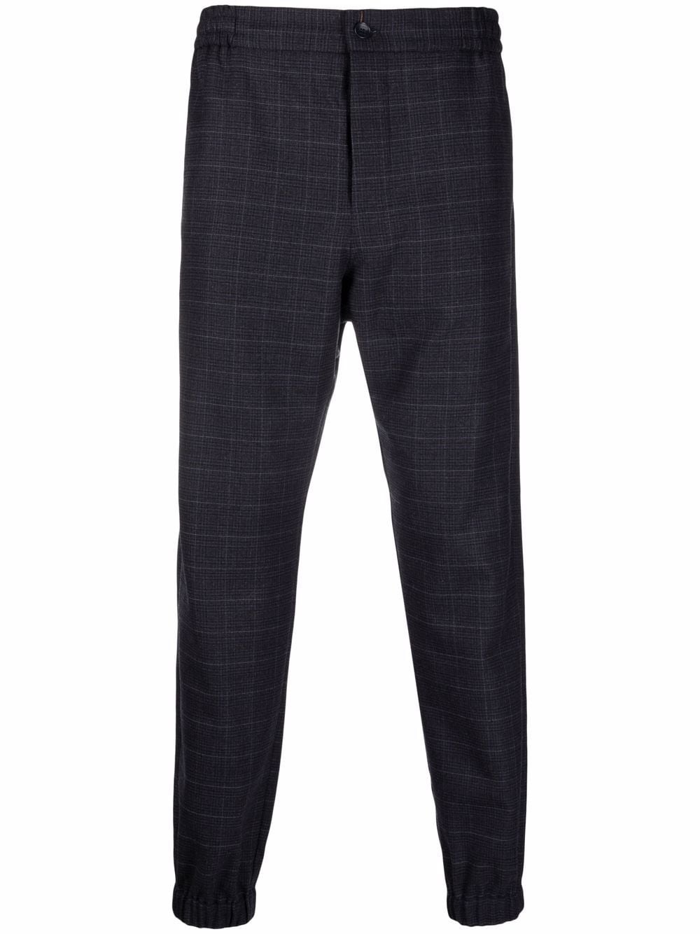 checked tapered-leg trousers - 1