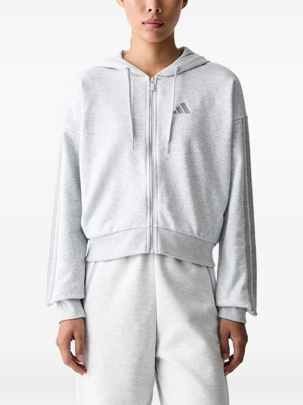 logo-embroidered zip-up hoodie - 1