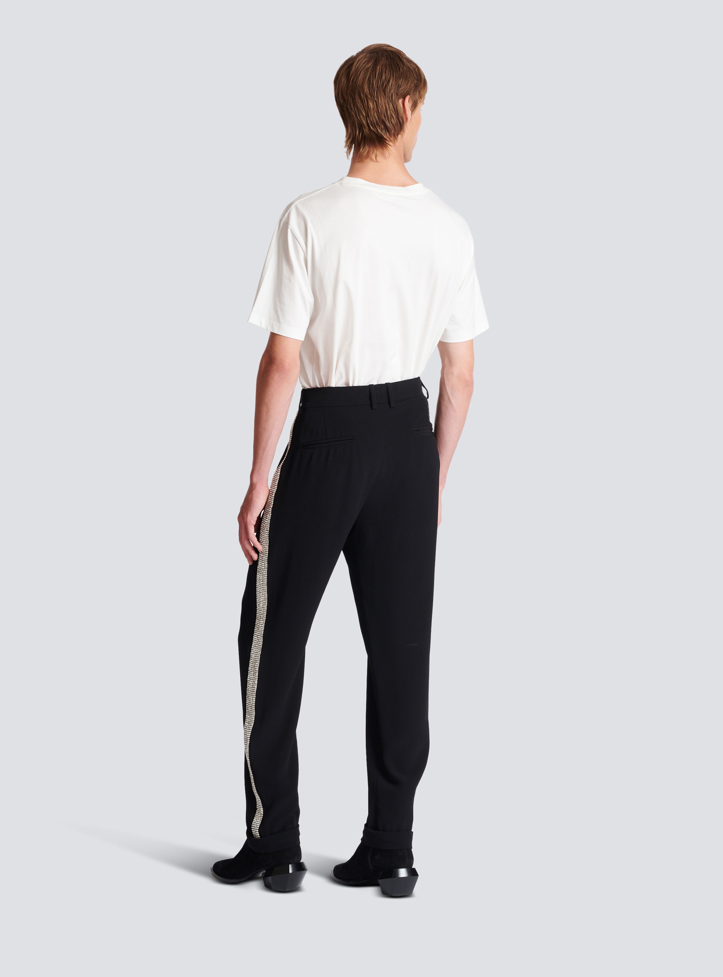Straight-leg crystal-embroidered trousers - 4