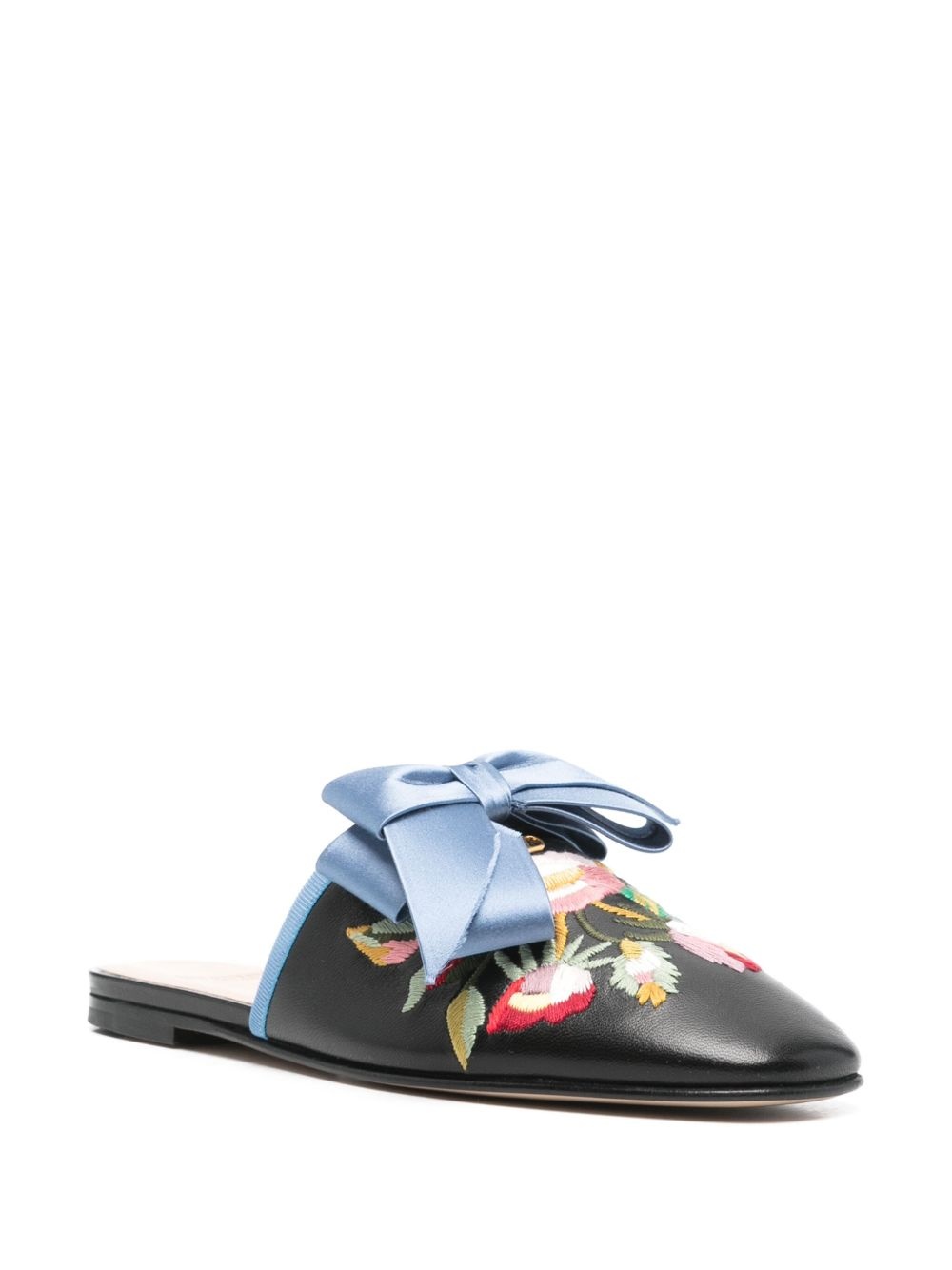 floral-embroidered mules - 2