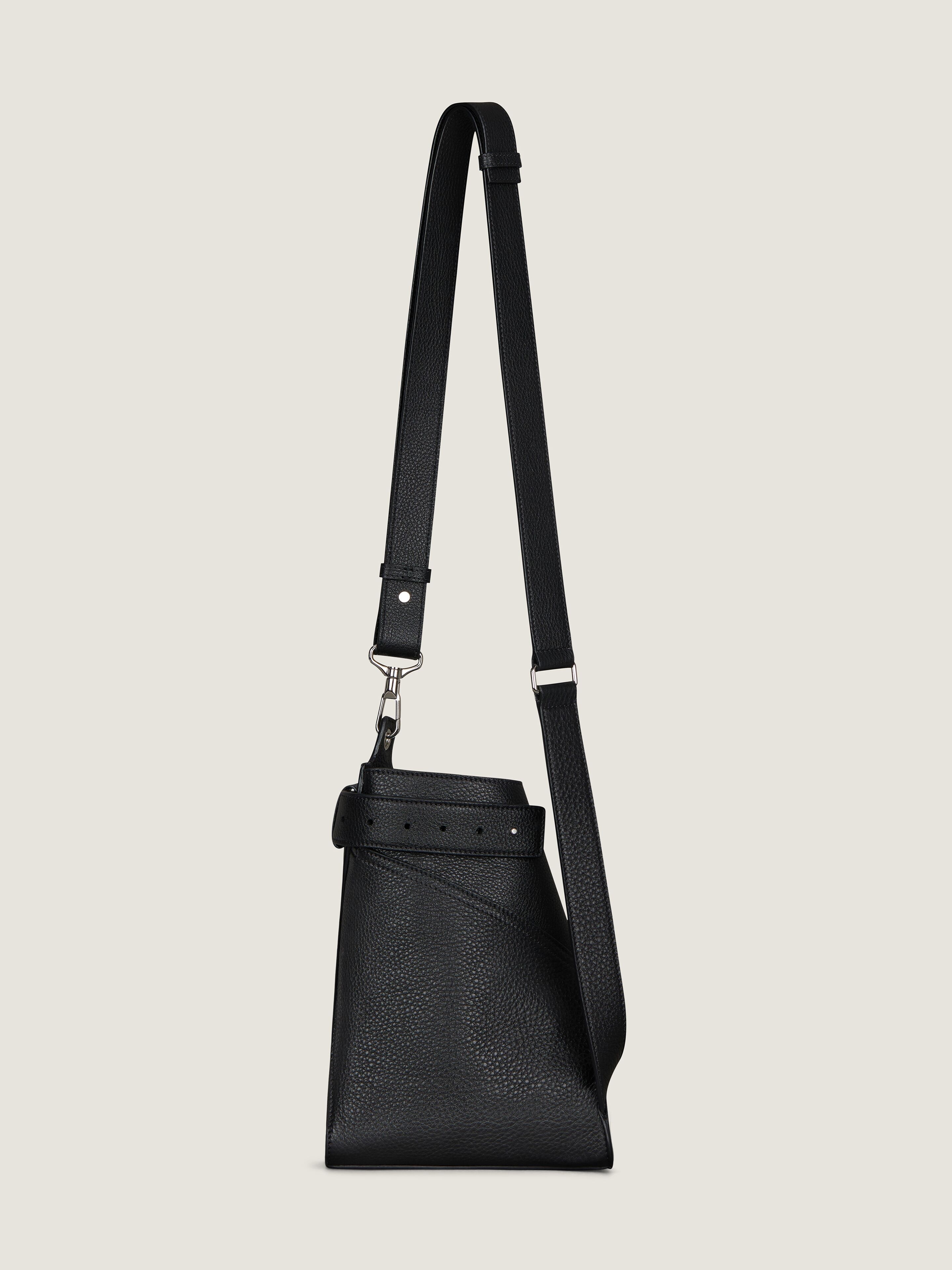 SMALL BELTED HOBO BAG IN GRAINED LEATHER - 4