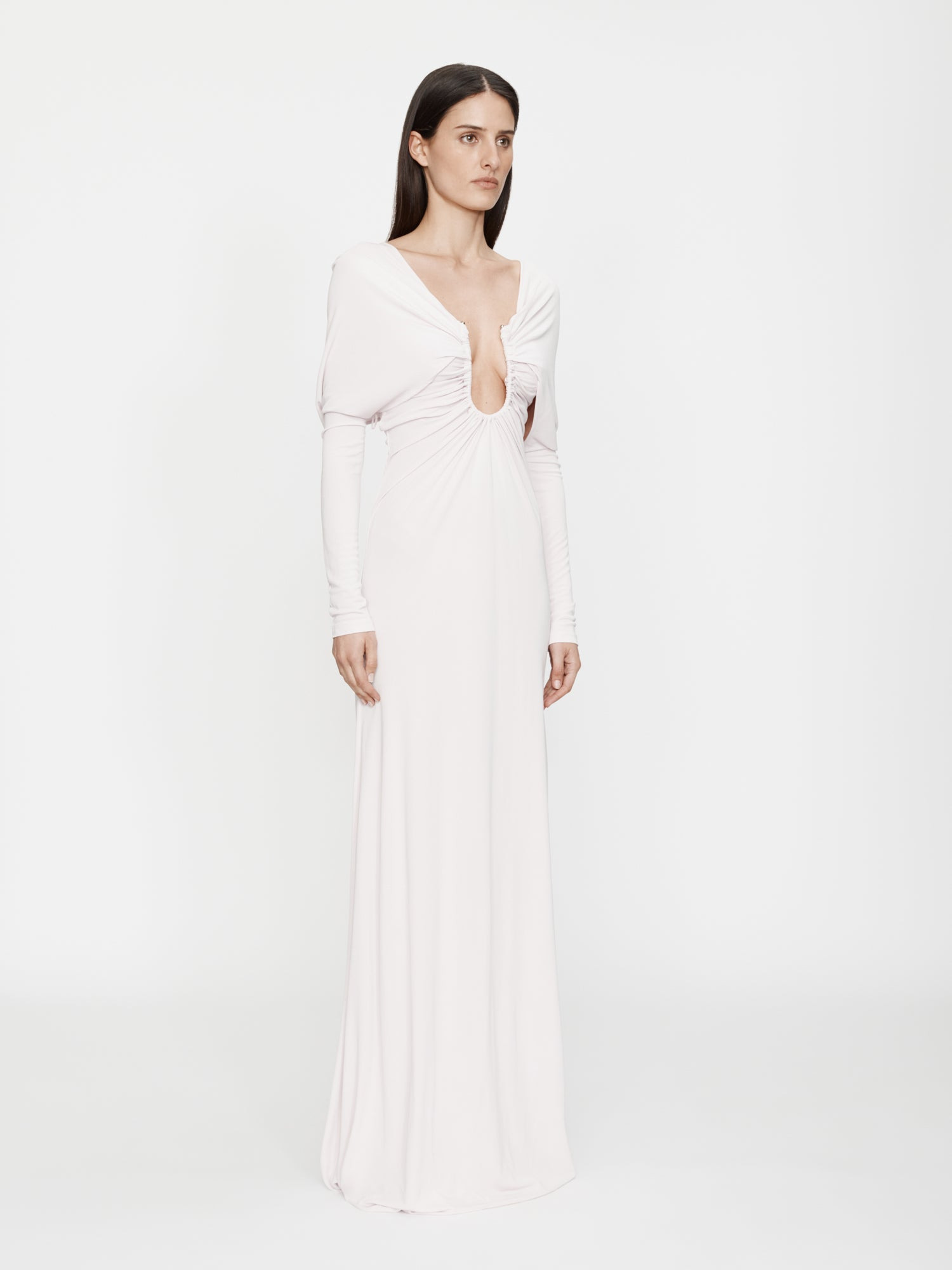 Arced Palm Strapless Shawl Gown - 4
