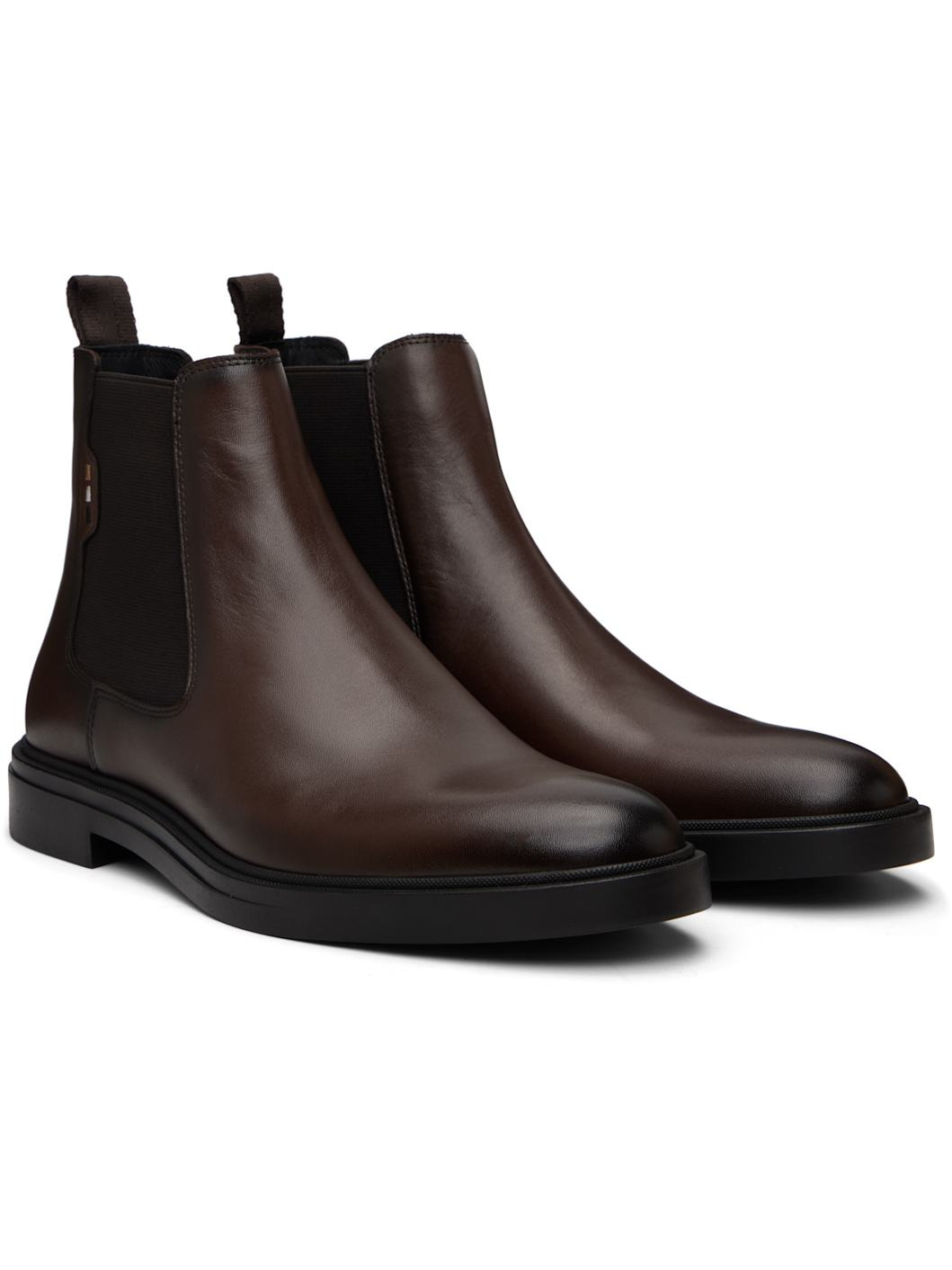 Brown Signature Stripe Leather Chelsea Boots - 4