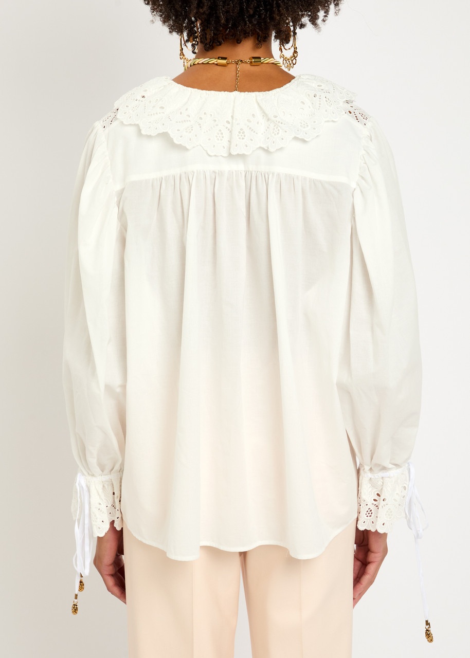 Chloe Broderie Anglaise Ruffled Cotton Blouse - 3