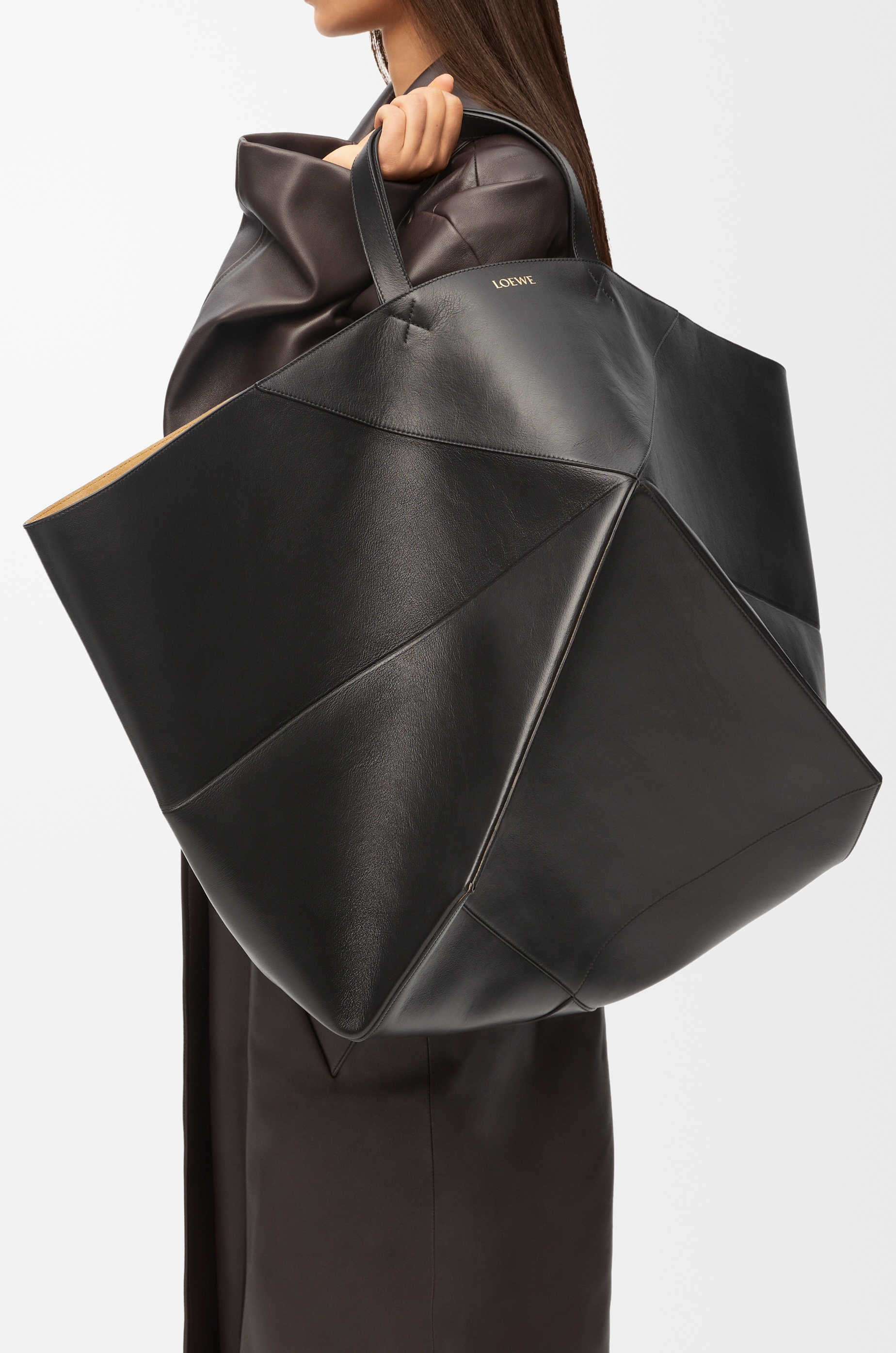 XXL Puzzle Fold Tote in shiny calfskin - 3