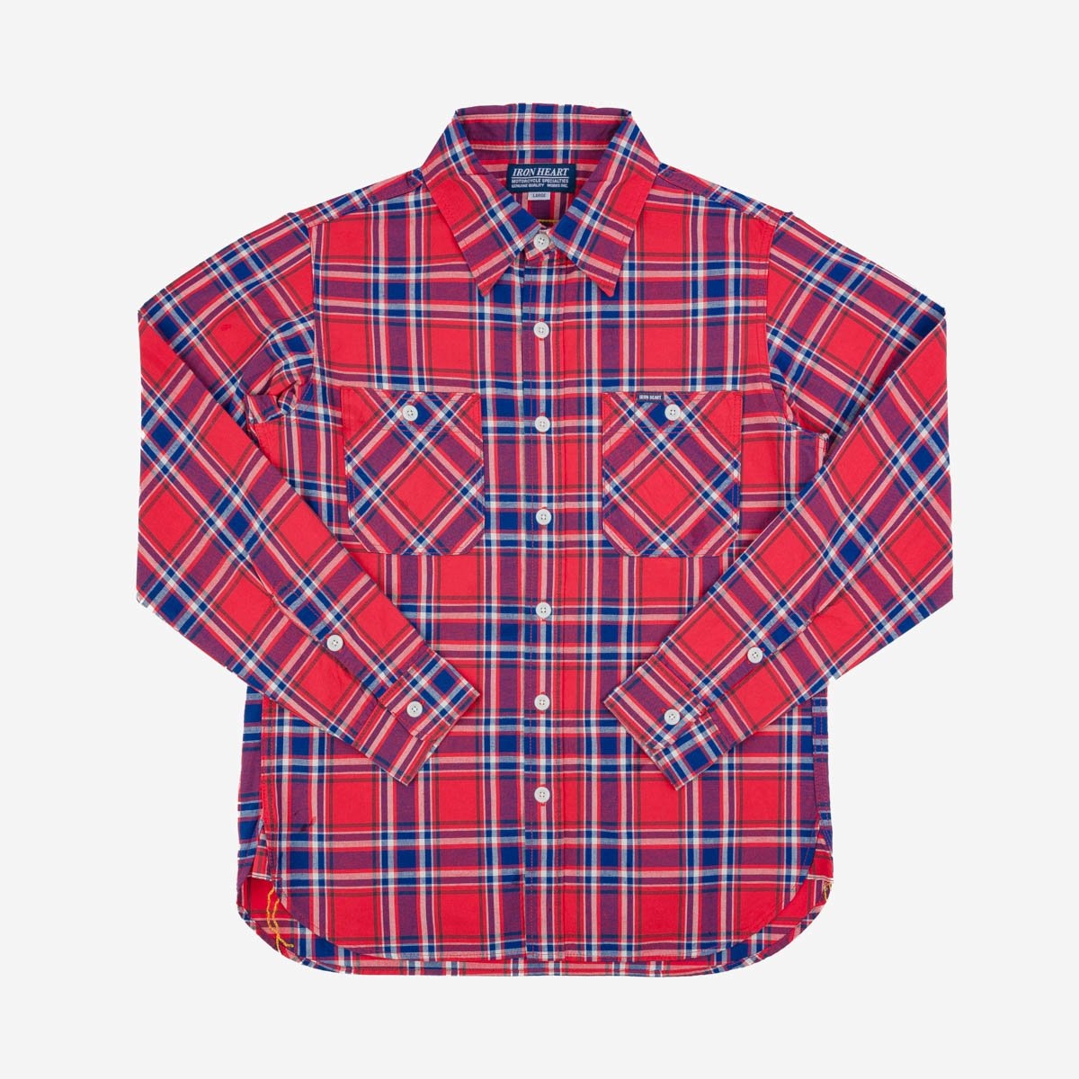 IHSH-356-RED 5oz Selvedge Madras Check Work Shirt - Red - 1