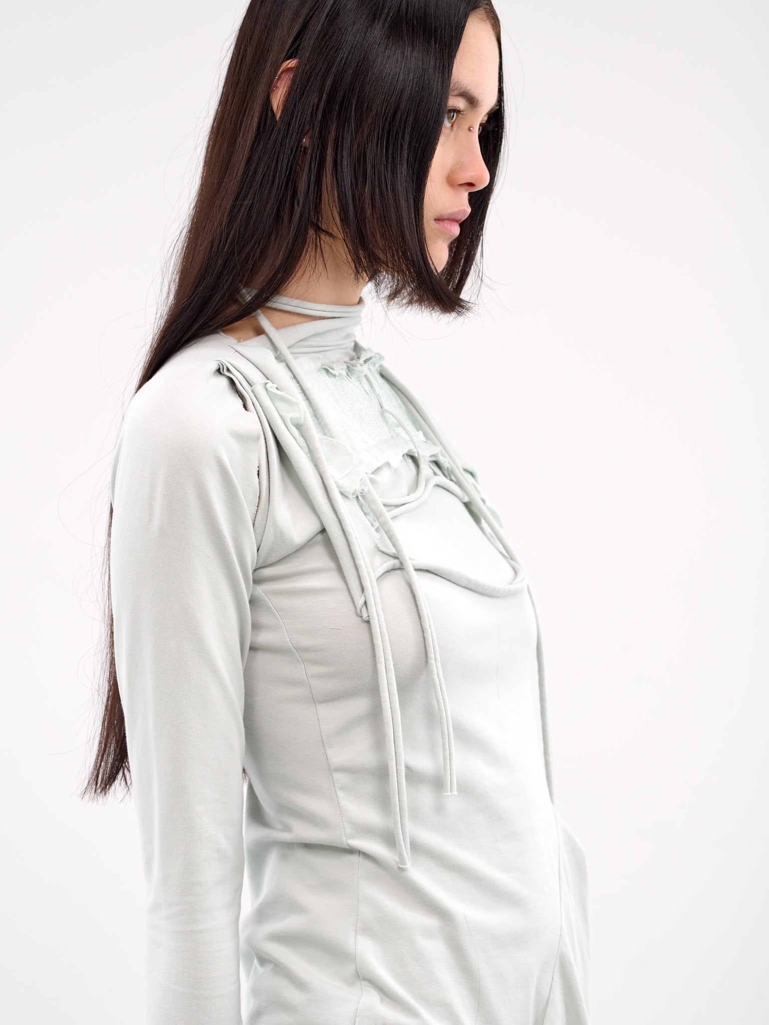 Deconstructed Long Sleeve Mini Dress - 4