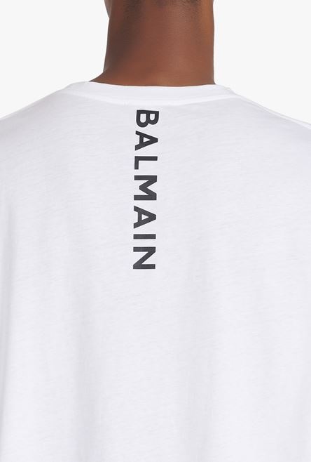 Oversized white eco-designed cotton T-shirt with black Balmain logo print - 6